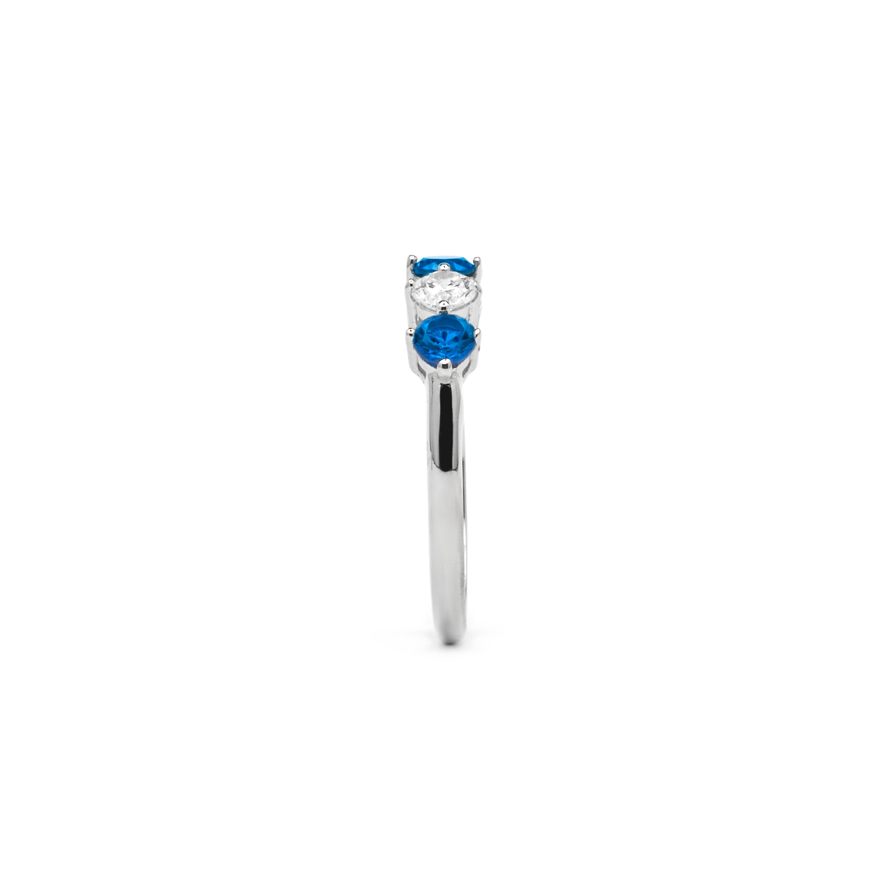 925 Sterlingsilberring mit blauem Topas-Zirkonia, rhodiniert - Alneth