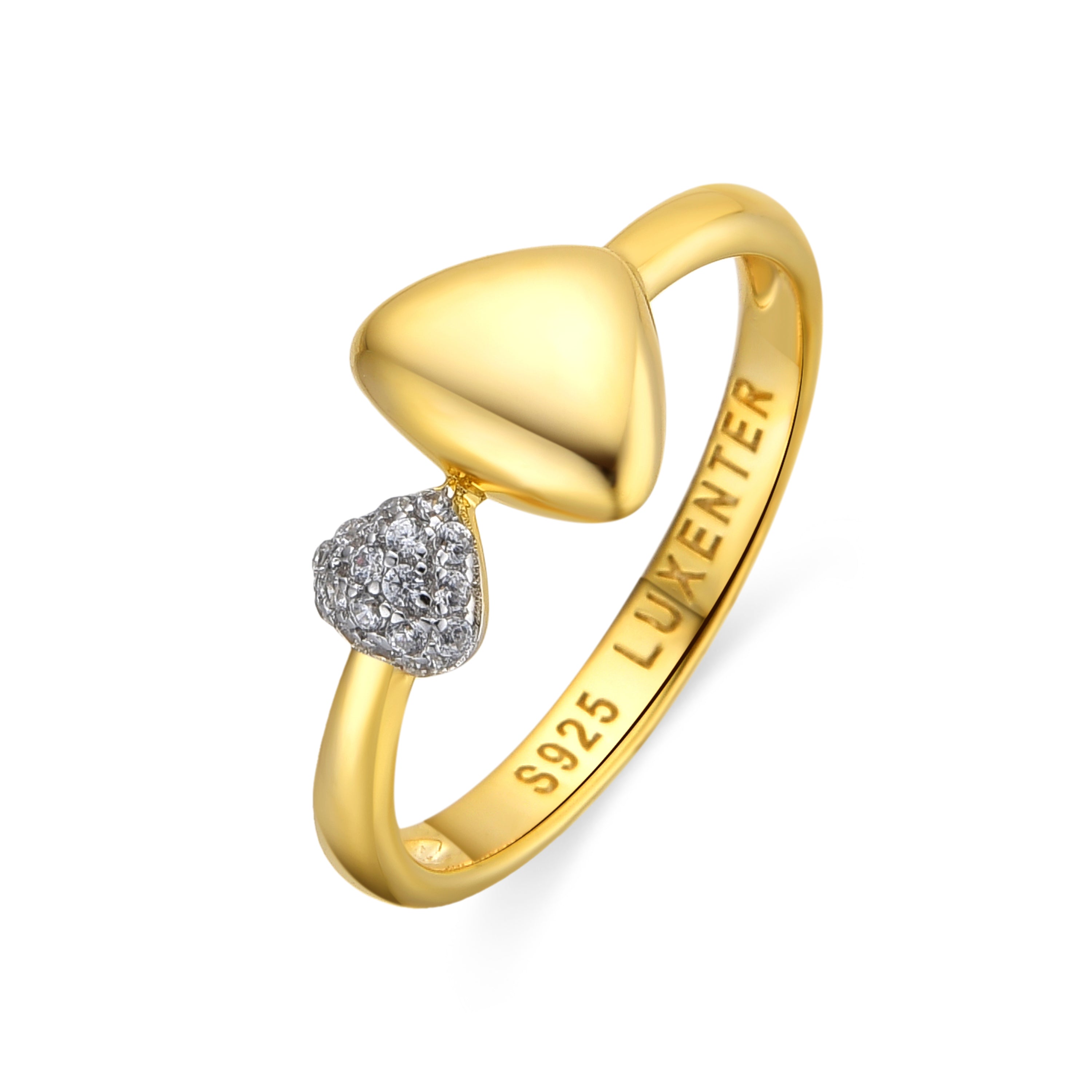 925er Silberring mit glänzenden Zirkonia, vergoldet mit 18k Gelbgold - Pesha