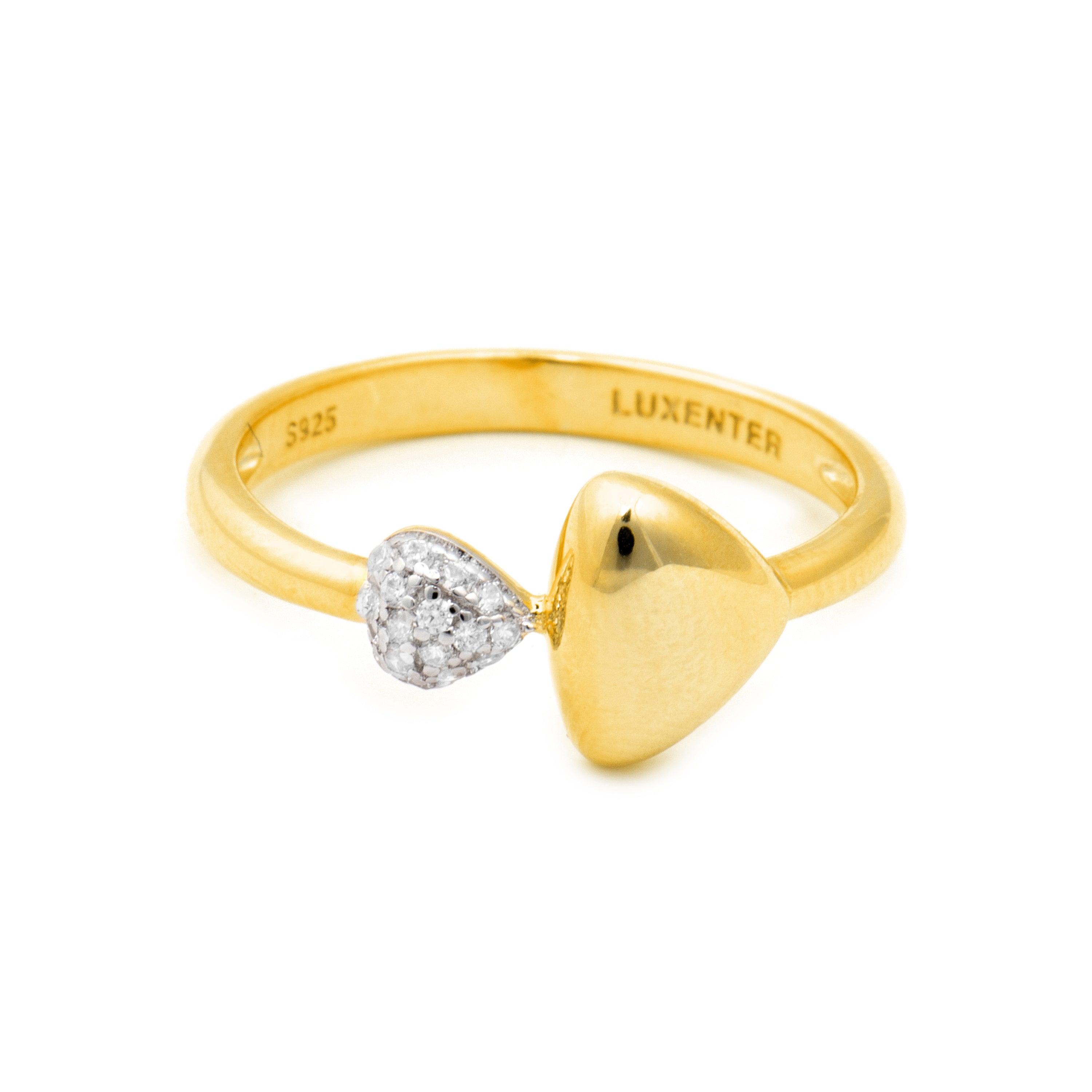 Anello in Argento Sterling 925 e Zirconia Brillante finitura in oro giallo 18k - Pesha