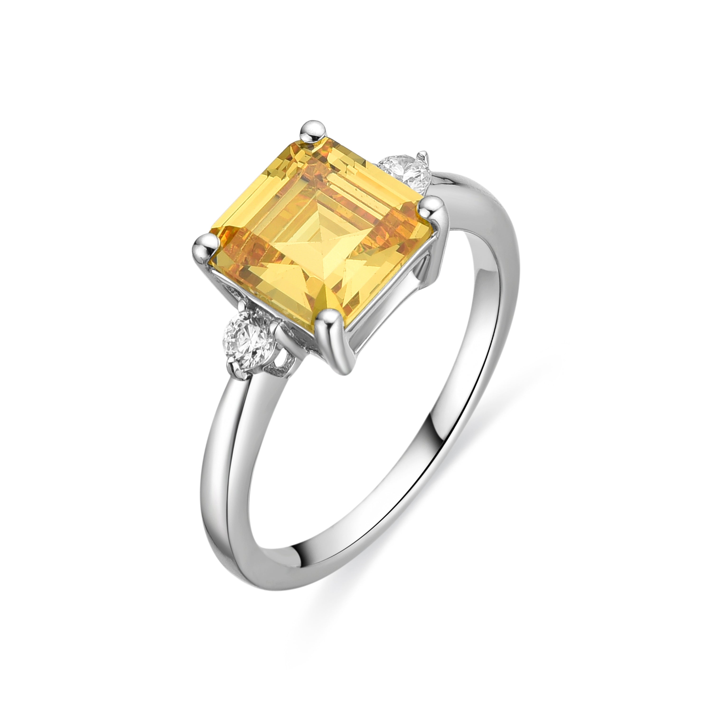 Anillo de Plata de Ley 925 y Circonita Brillante acabado rodio - Himith