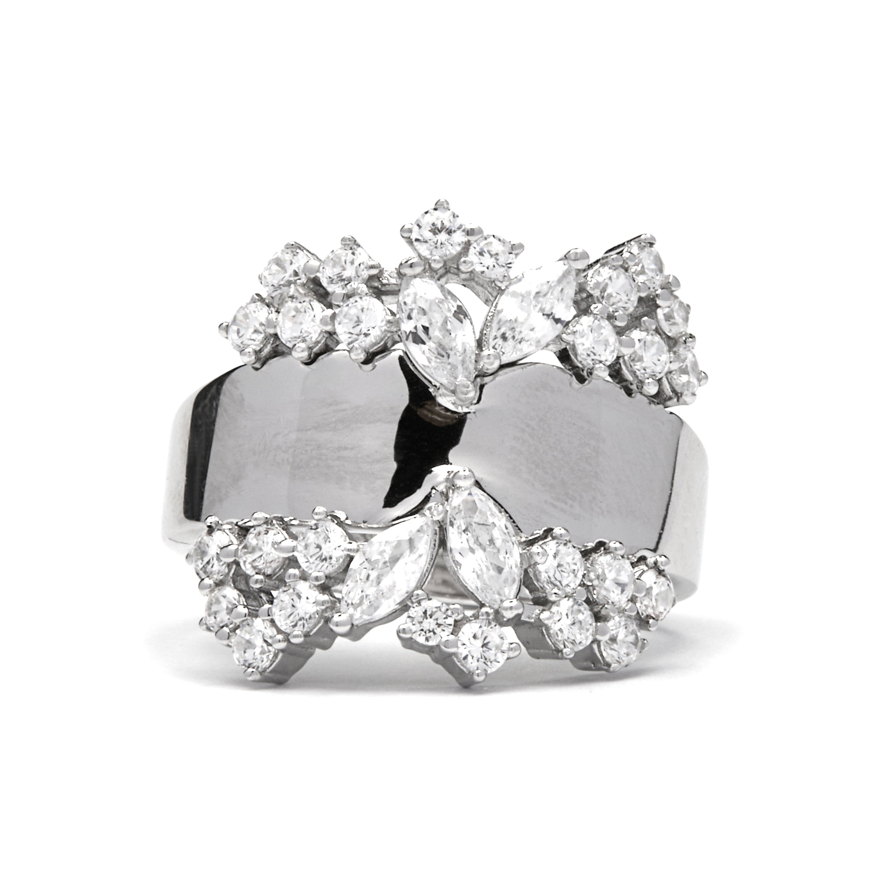Anillo de Plata de Ley 925 y Circonita Brillante acabado rodio - Larent