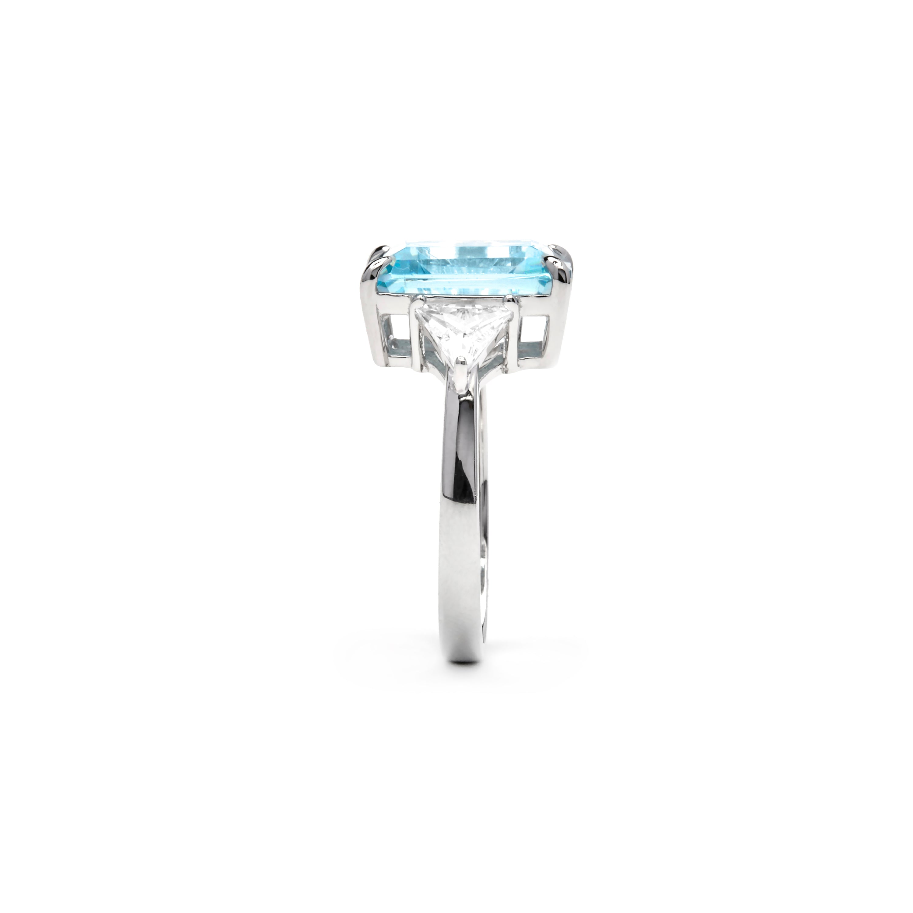 Anello in Argento Sterling 925 e Zirconia Acquamarina finitura rodio - Xifa