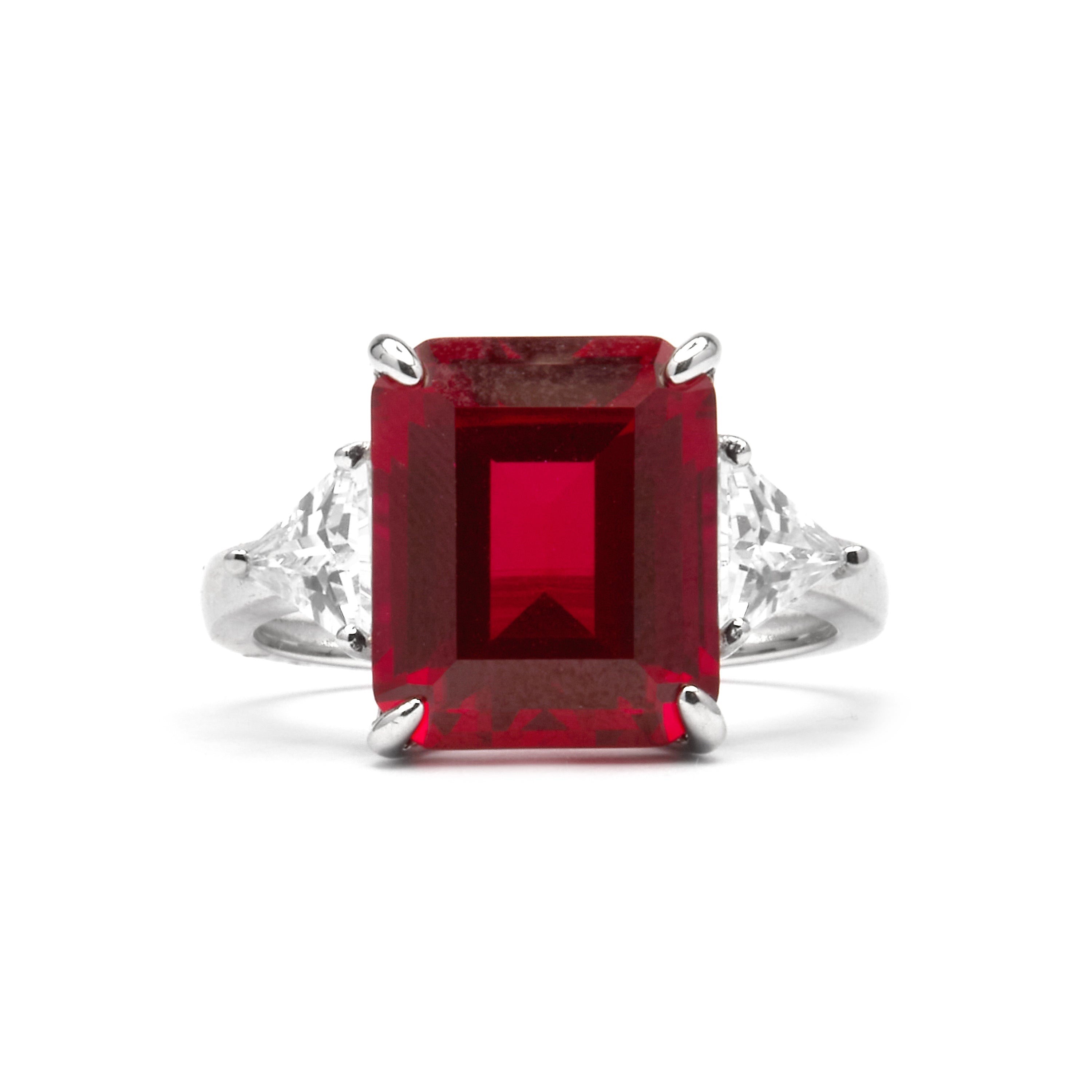 Anillo de Plata de Ley 925 y Circonita Rubí acabado rodio - Xifa