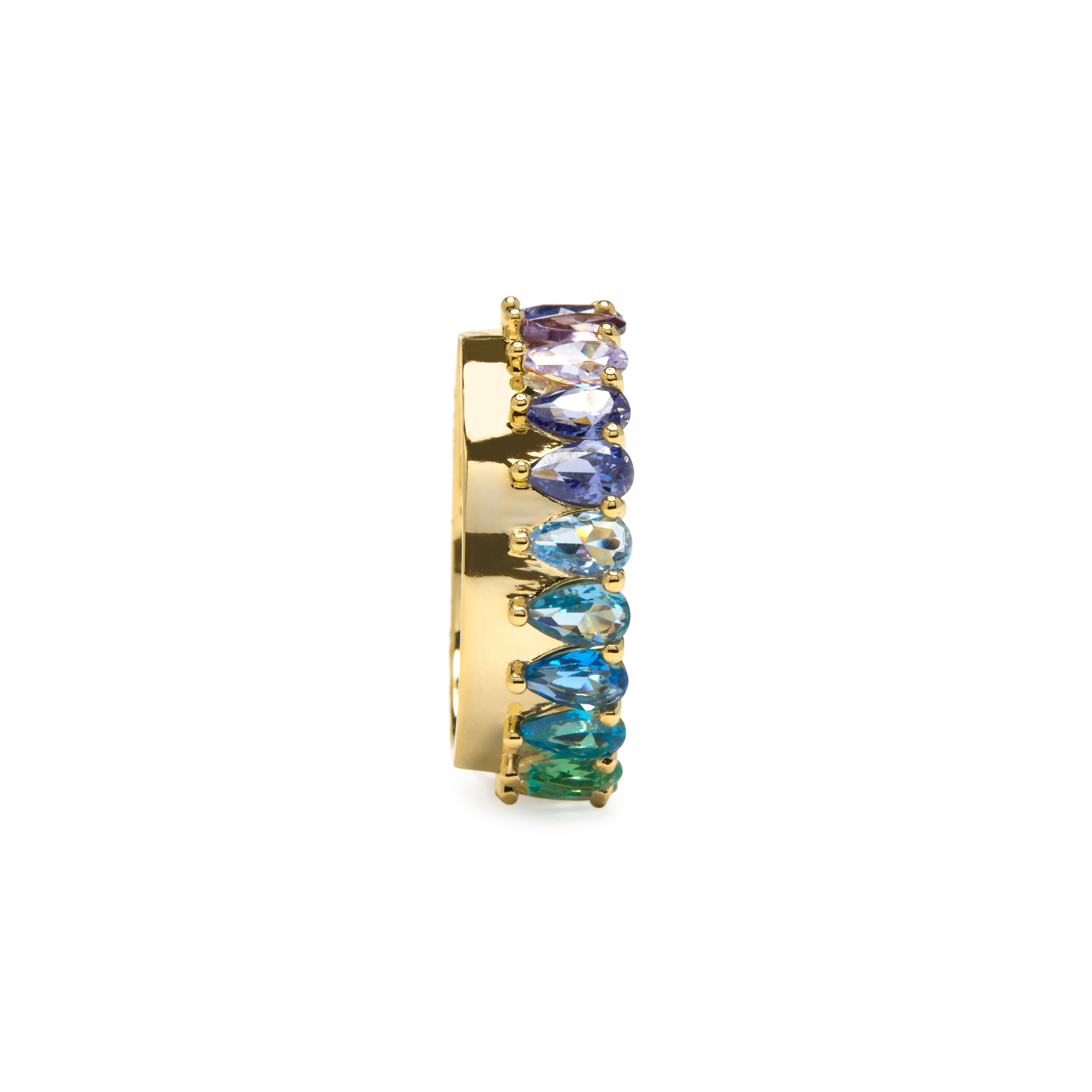 Anel de Prata de Lei 925 e Zircónia Multicolor com acabamento em ouro amarelo 18k - Maskai