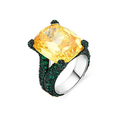 Anillo de Plata de Ley 925 y Padparadscha acabado oro amarillo de 18k - Talial