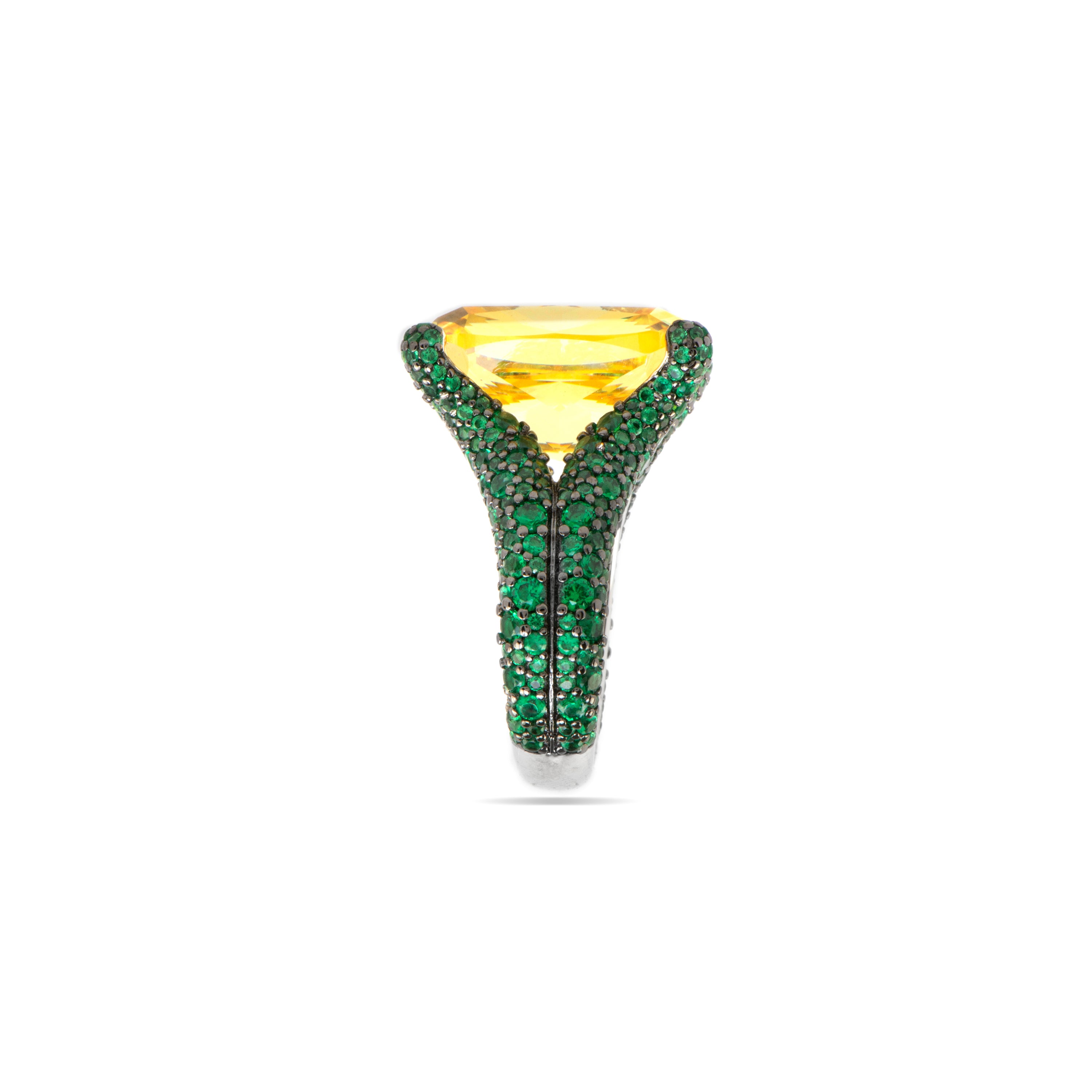 Anel de Prata de Lei 925 e Padparadscha acabamento em ouro amarelo de 18k - Talial