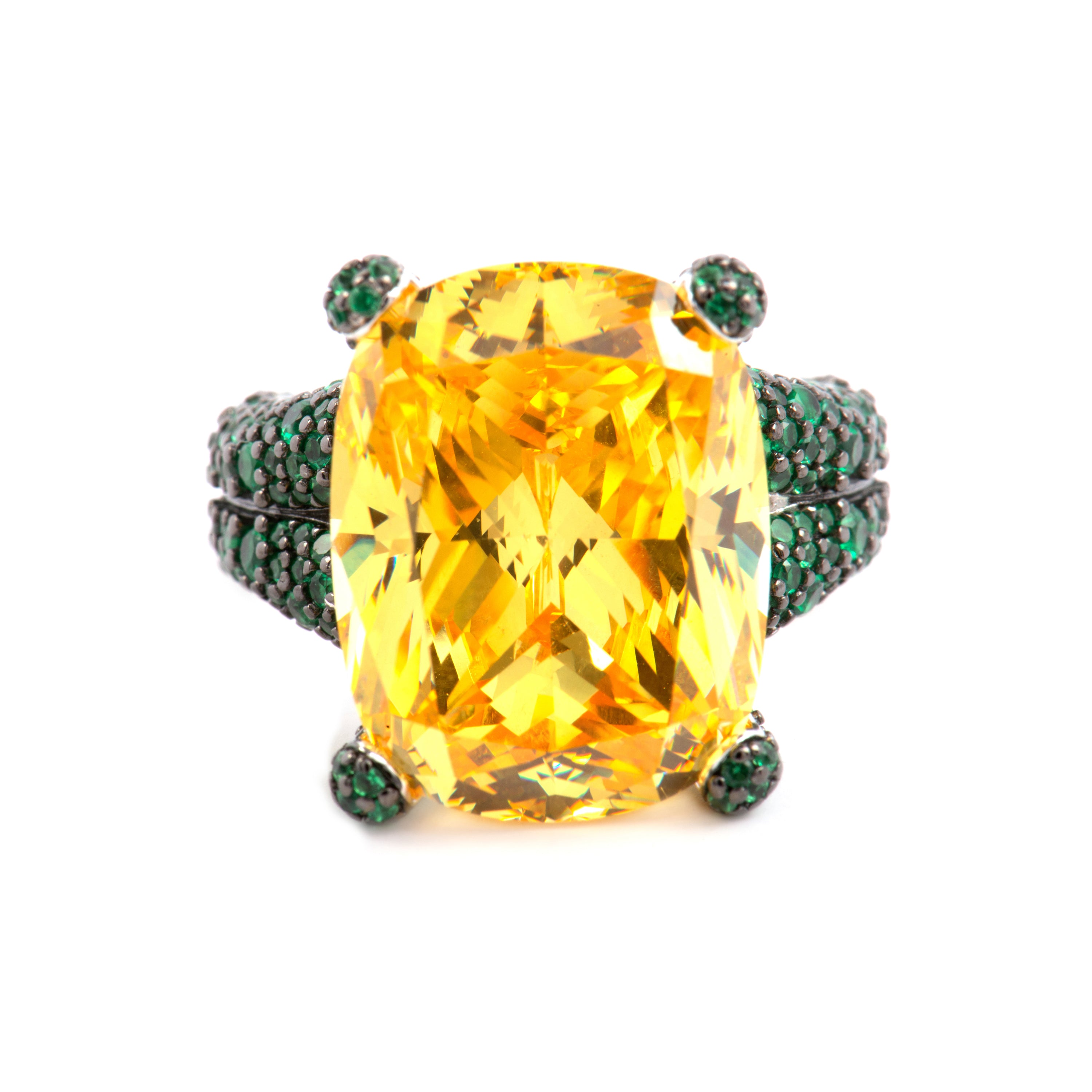 Anel de Prata de Lei 925 e Padparadscha acabamento em ouro amarelo de 18k - Talial
