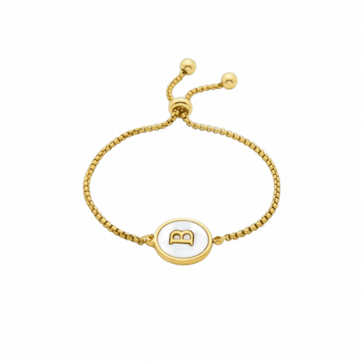 Bracciale in Madreperla Bianca finito in oro giallo 18K - Alphabet
