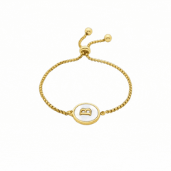 Pulsera de Madreperla Blanca acabada en oro amarillo 18K - Alphabet