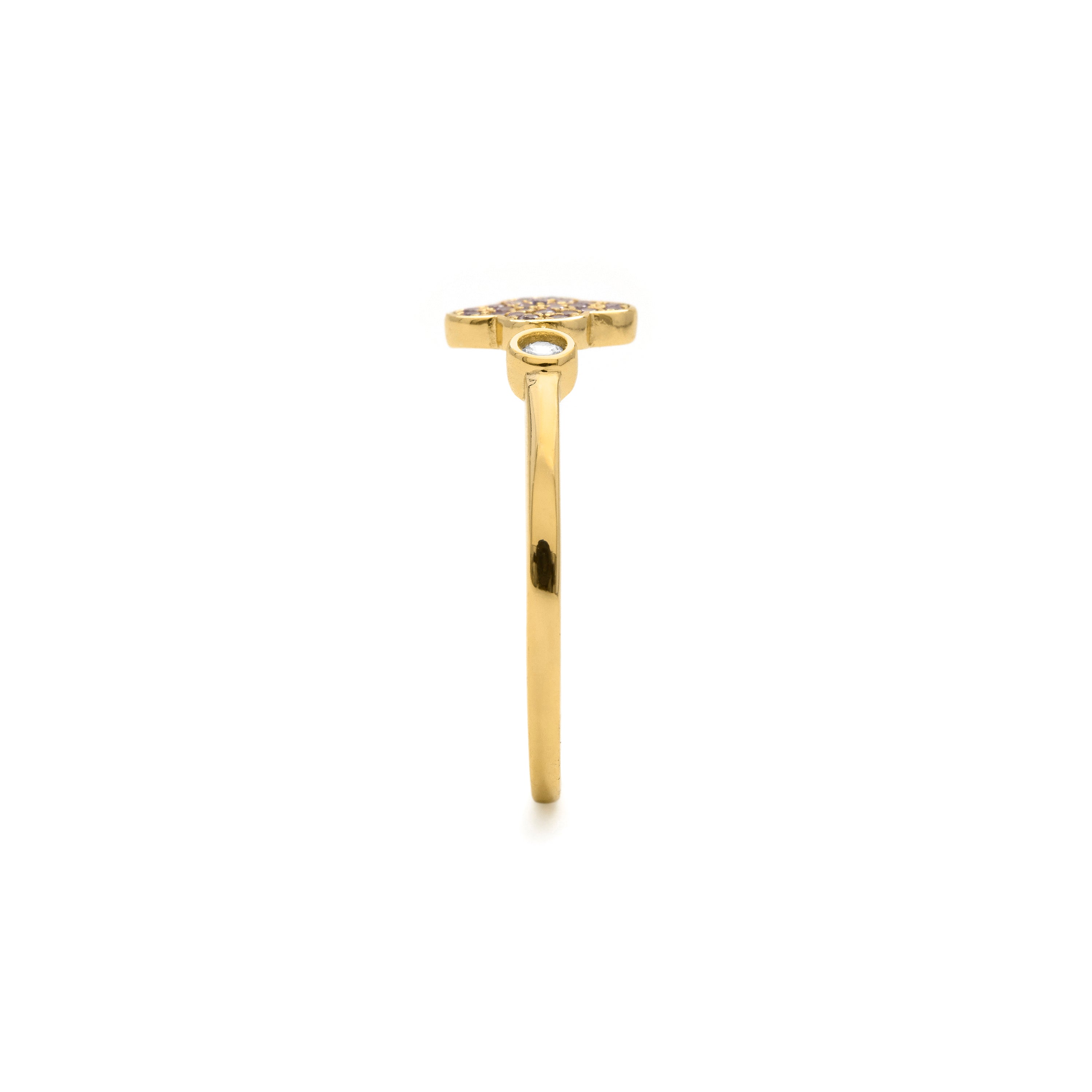925 Sterling Silver Ring with Amethyst Cubic Zirconia finished in 18k Yellow Gold - Alsion