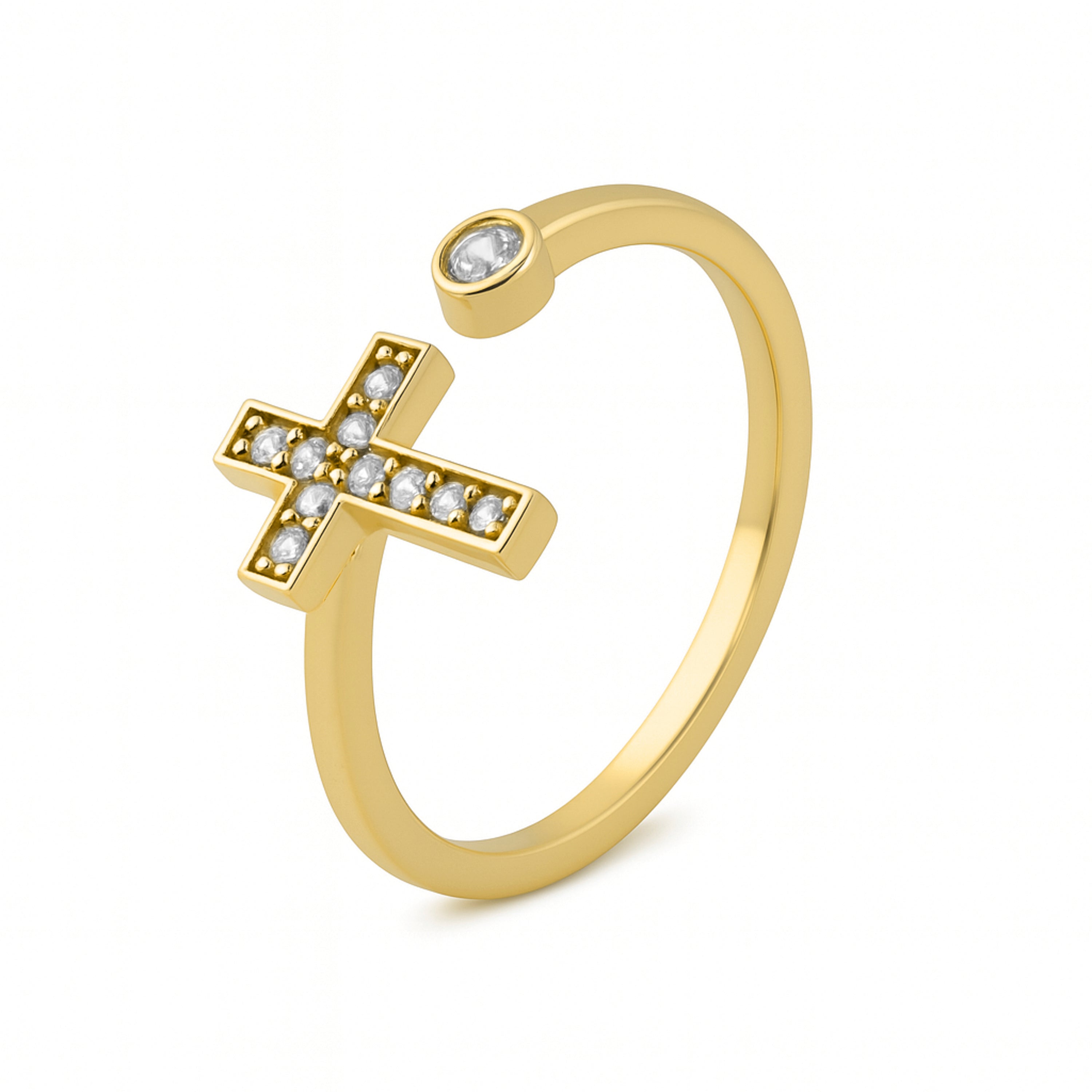 Ring aus 925 Sterlingsilber und funkelndem Zirkonia mit 18k Gelbgold-Finish - Dracka