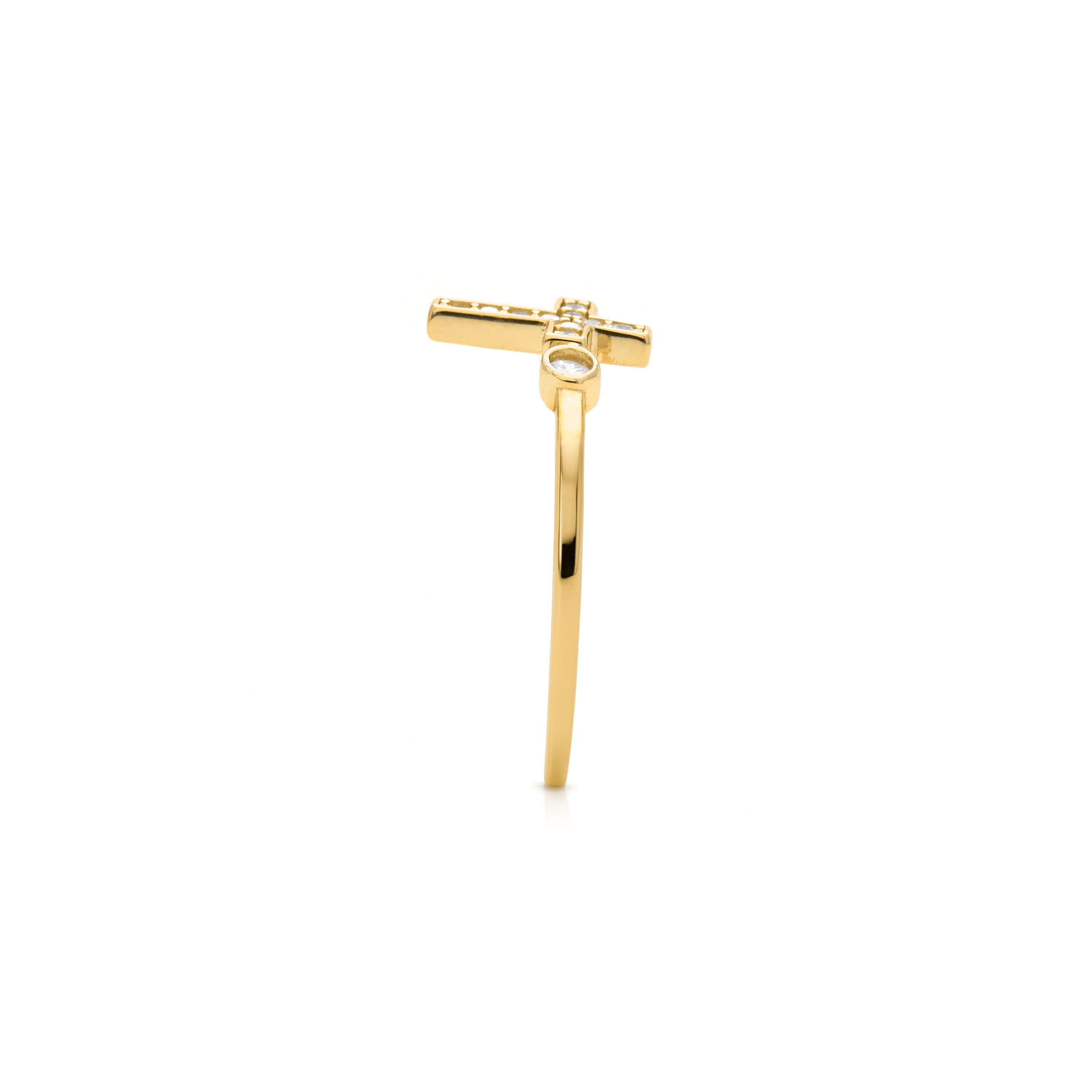 Ring aus 925 Sterlingsilber und funkelndem Zirkonia mit 18k Gelbgold-Finish - Dracka