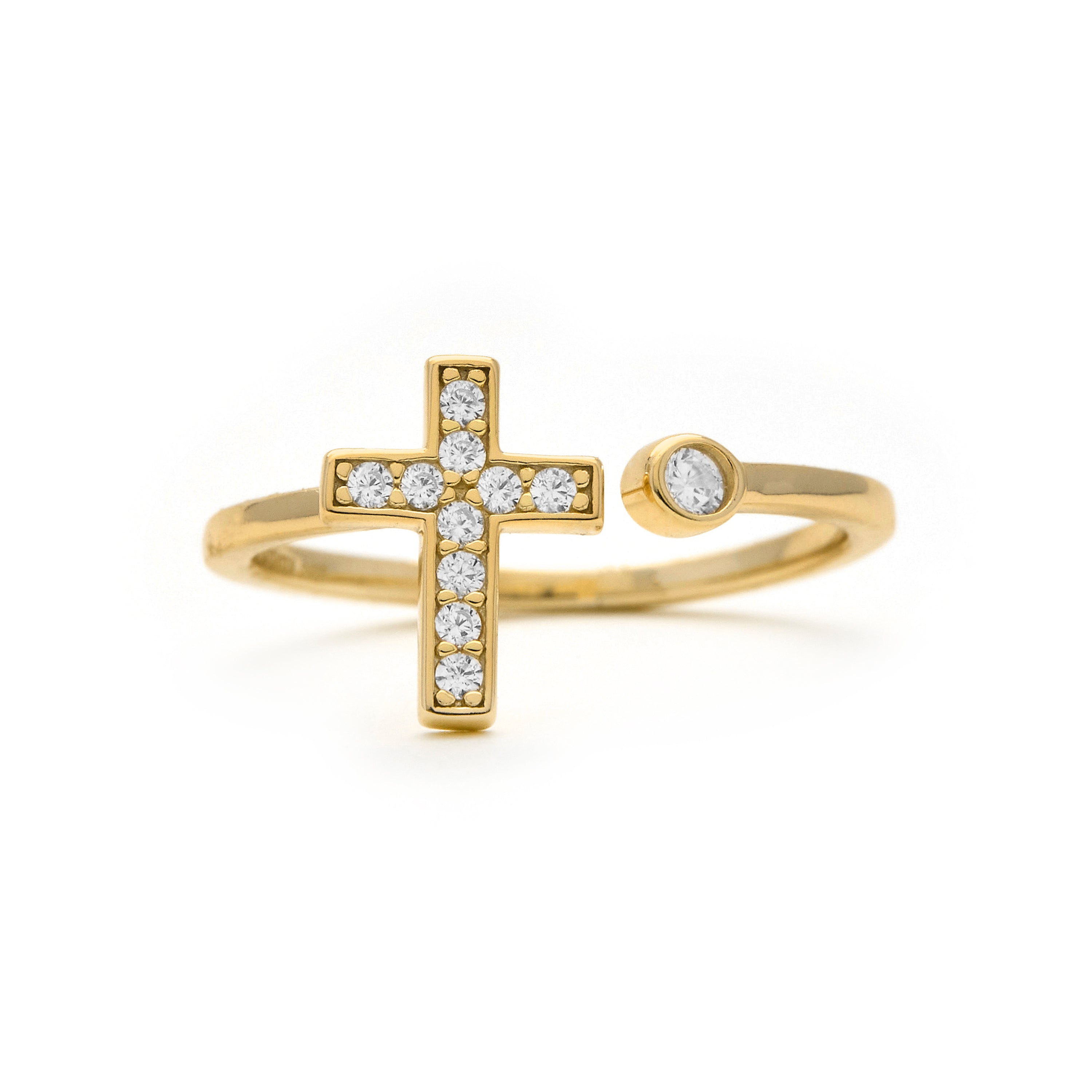 Ring aus 925 Sterlingsilber und funkelndem Zirkonia mit 18k Gelbgold-Finish - Dracka