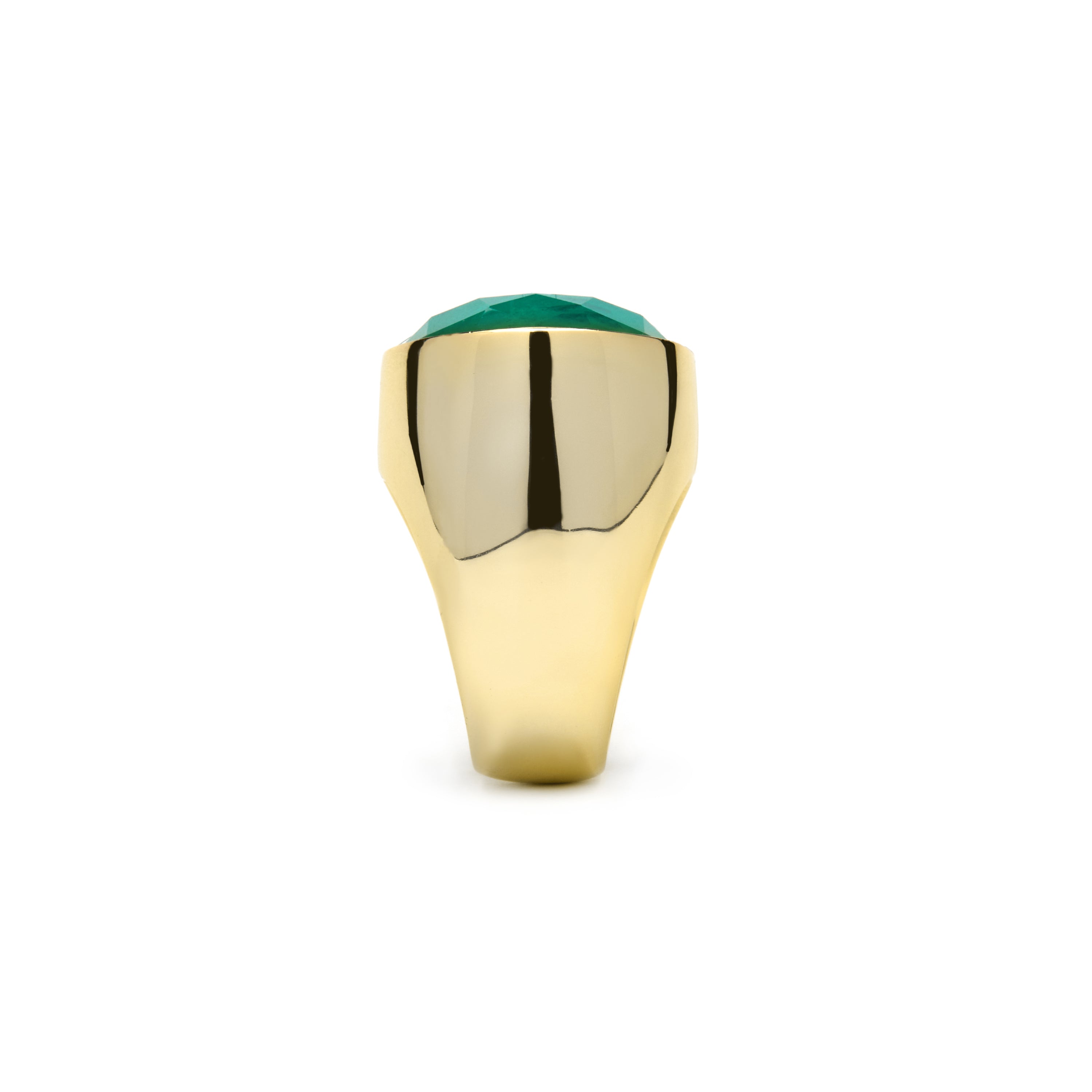 925 Sterling Silver Ring with Green Zirconia finished in 18k Yellow Gold - Jadir