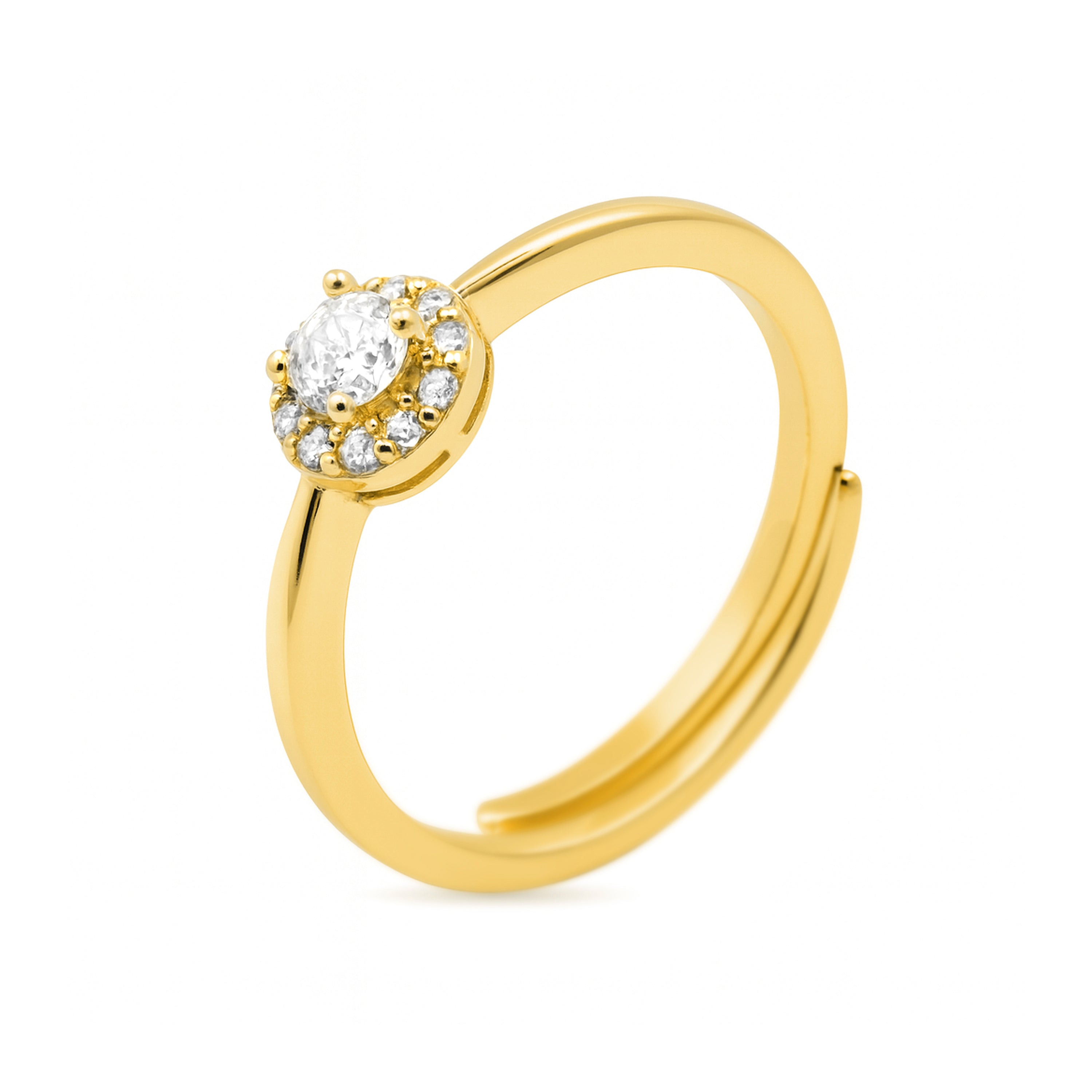 925 Sterling Silver Ring with Brilliant Cubic Zirconia finished in 18k Yellow Gold - Aldra