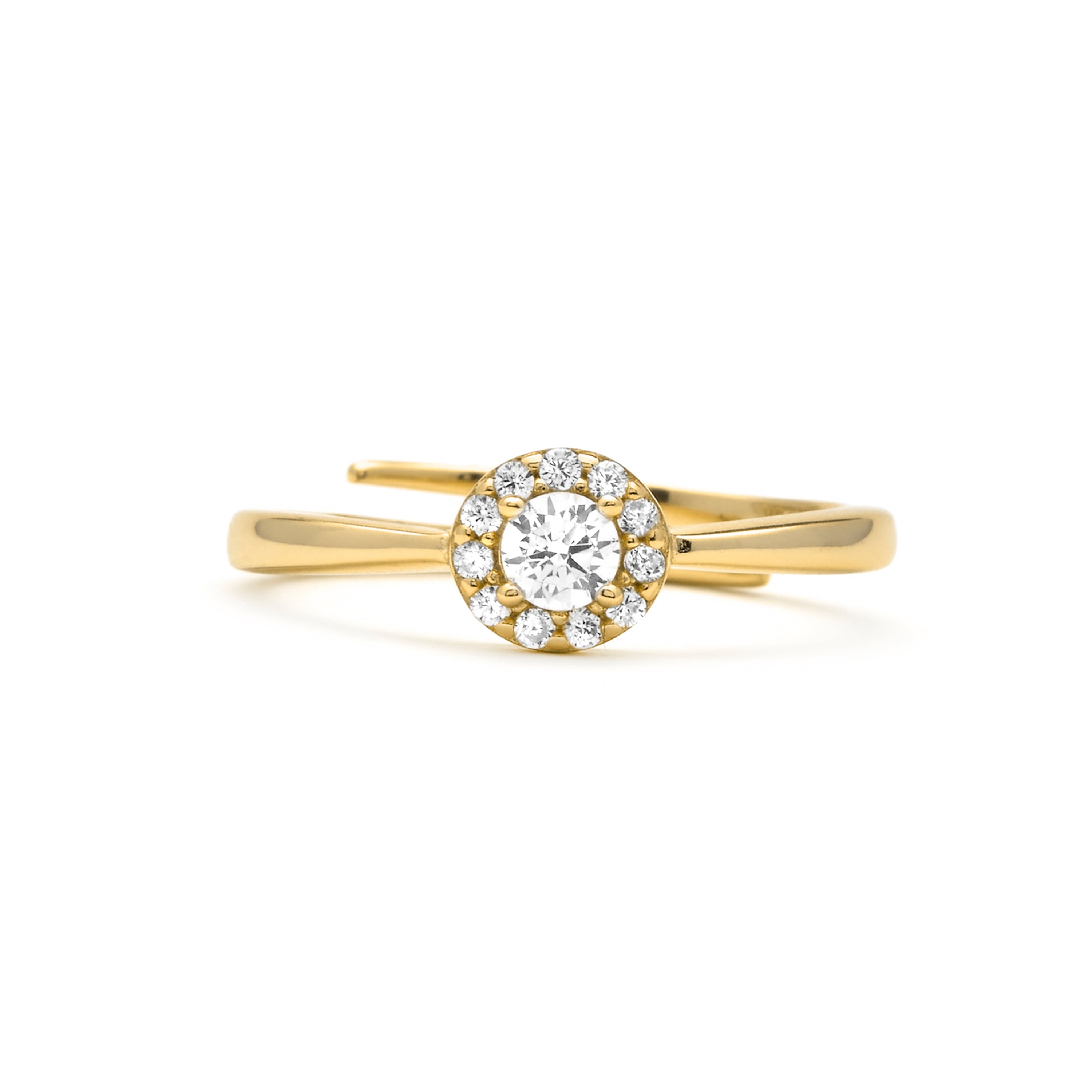 925 Sterling Silver Ring with Brilliant Cubic Zirconia finished in 18k Yellow Gold - Aldra