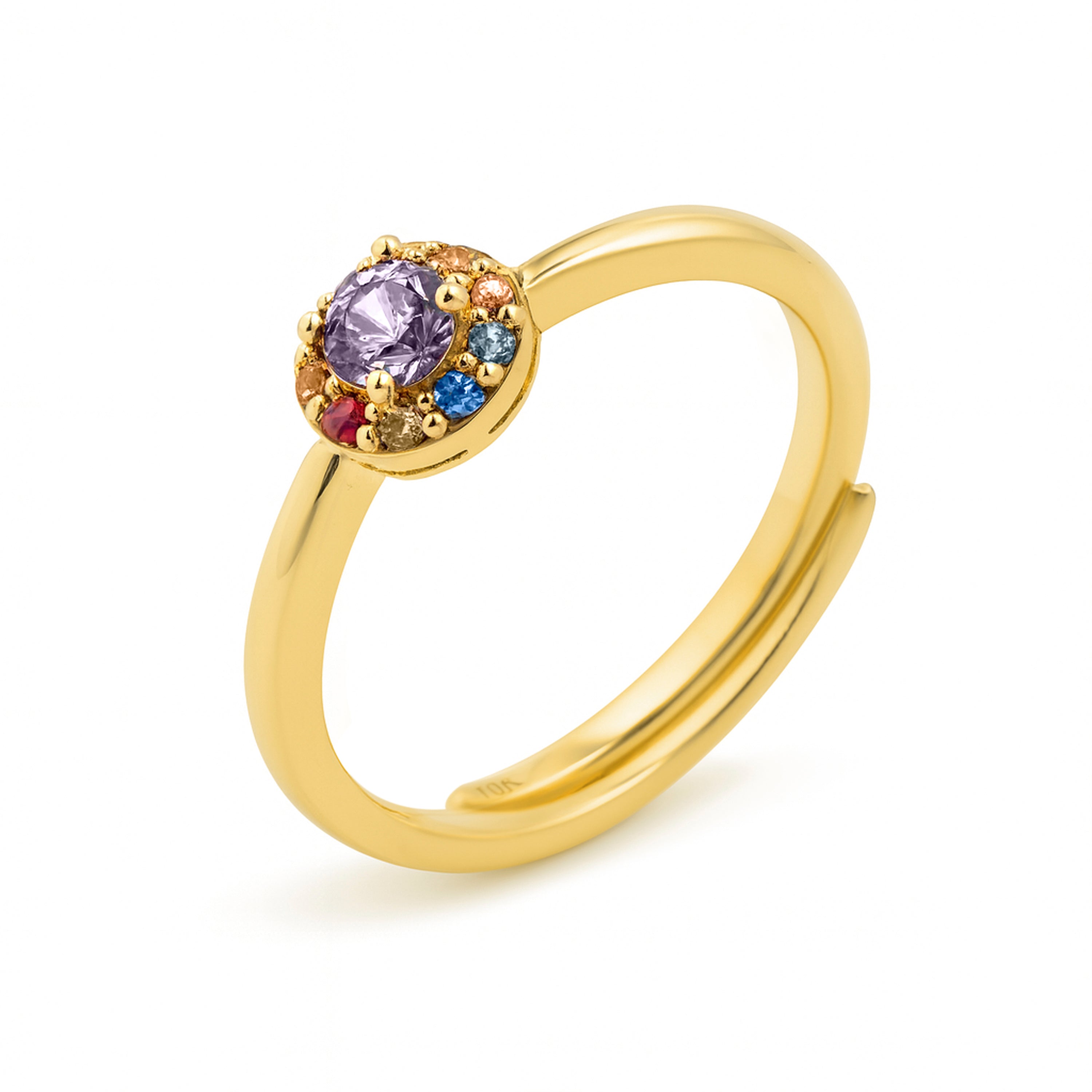 Anello in Argento Sterling 925 e Zirconia Multicolore con finitura in oro giallo 18k - Aldra