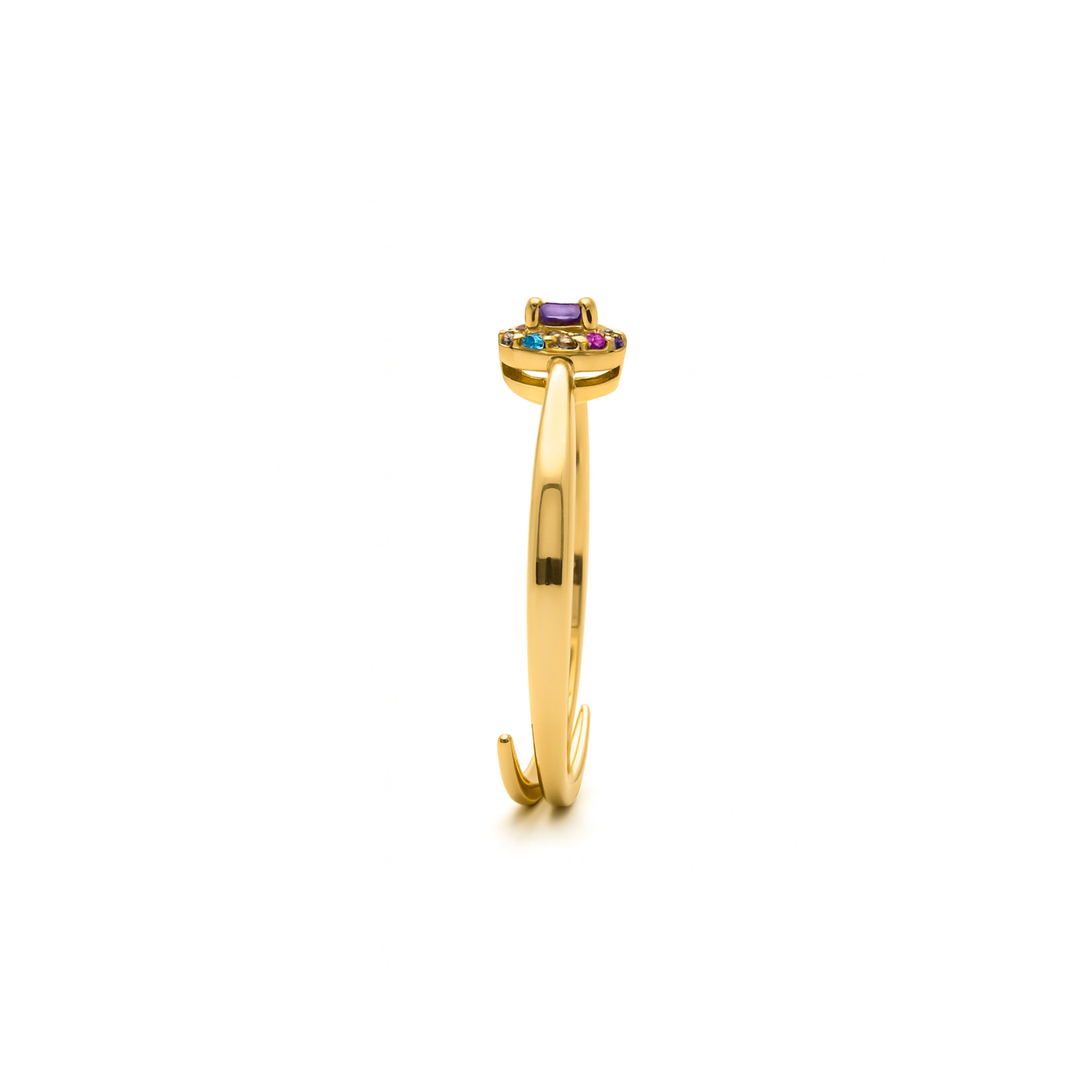 Anello in Argento Sterling 925 e Zirconia Multicolore con finitura in oro giallo 18k - Aldra