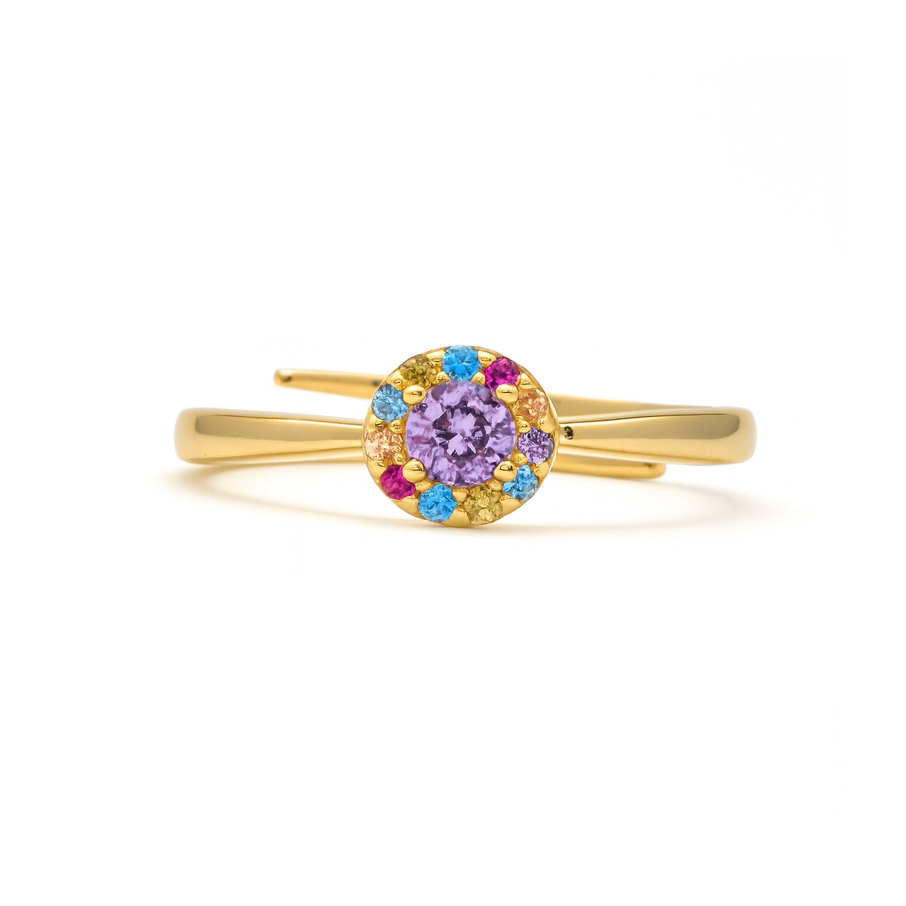 Anello in Argento Sterling 925 e Zirconia Multicolore con finitura in oro giallo 18k - Aldra
