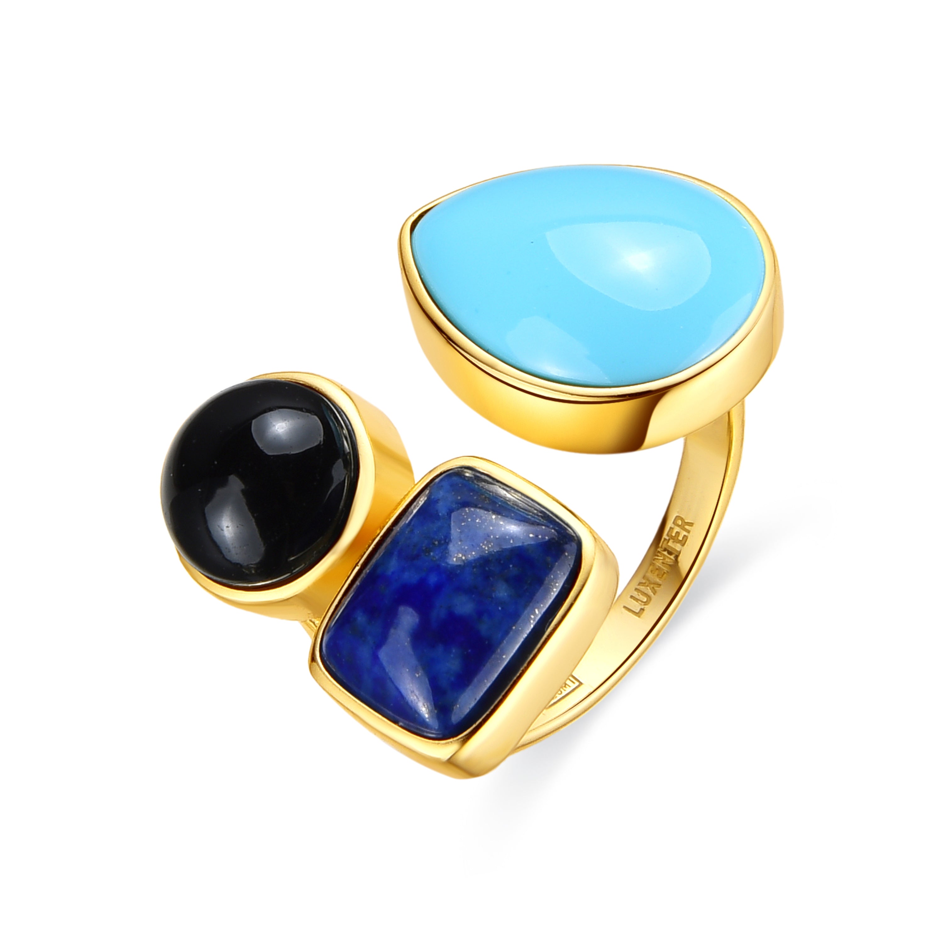 925er Sterlingsilberring mit Paraiba-grünem hydrothermalem Quarz, vergoldet mit 18k Gelbgold - Miya