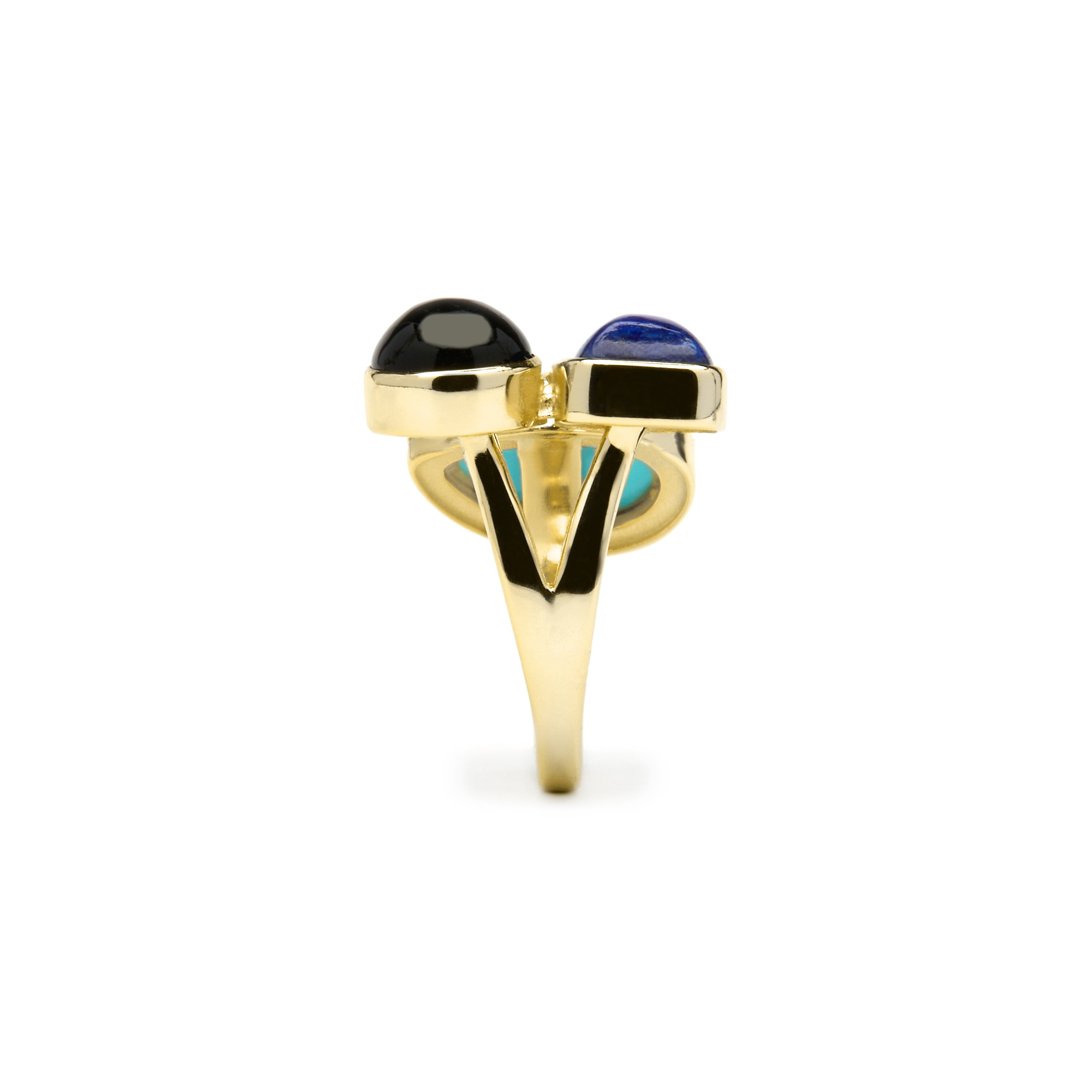 Anello in Argento Sterling 925 e Quarzo Idrotermale Verde Paraiba con finitura in oro giallo 18k - Miya