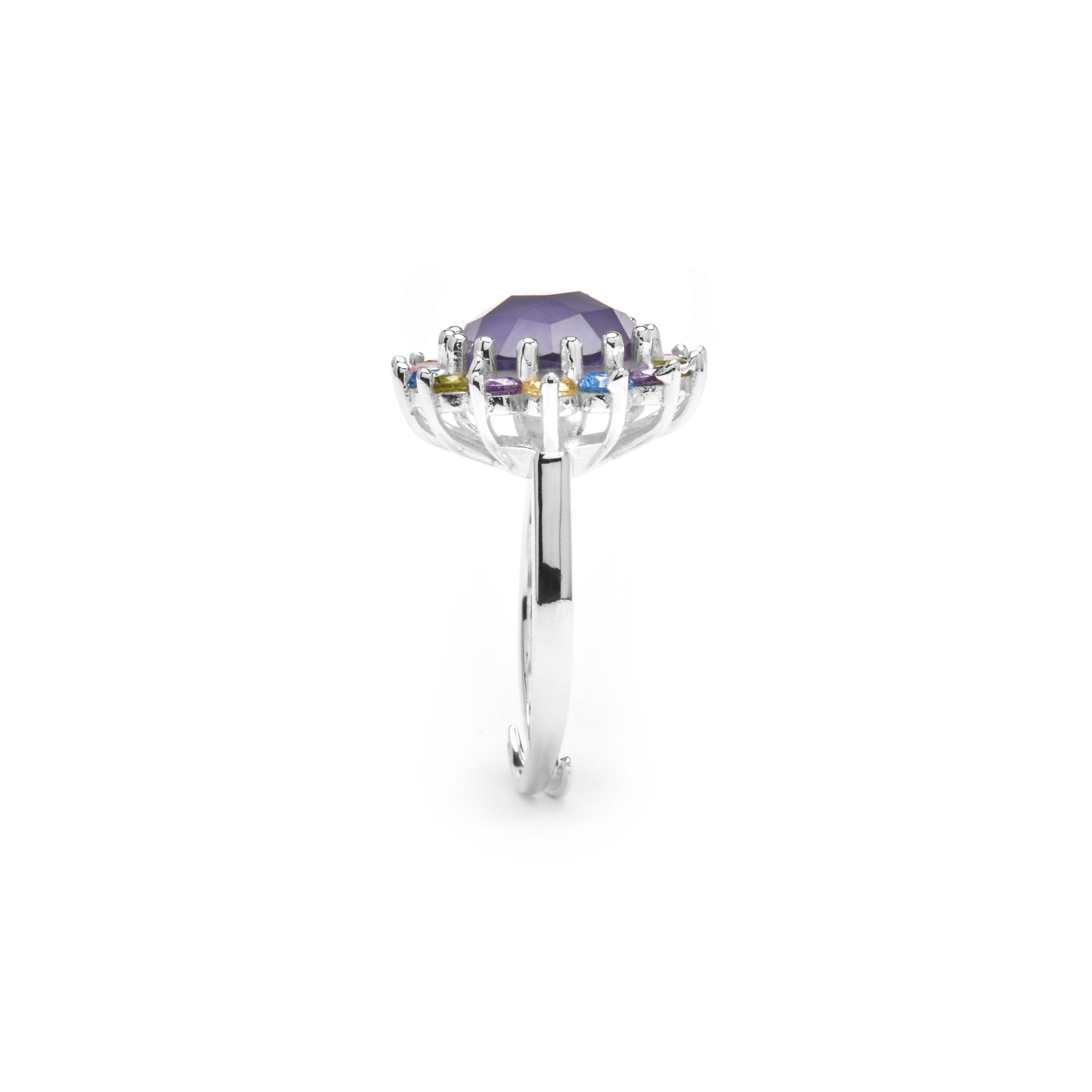 925 Sterling Silver Ring with Multicolor Cubic Zirconia Rhodium Finish - Nopsa