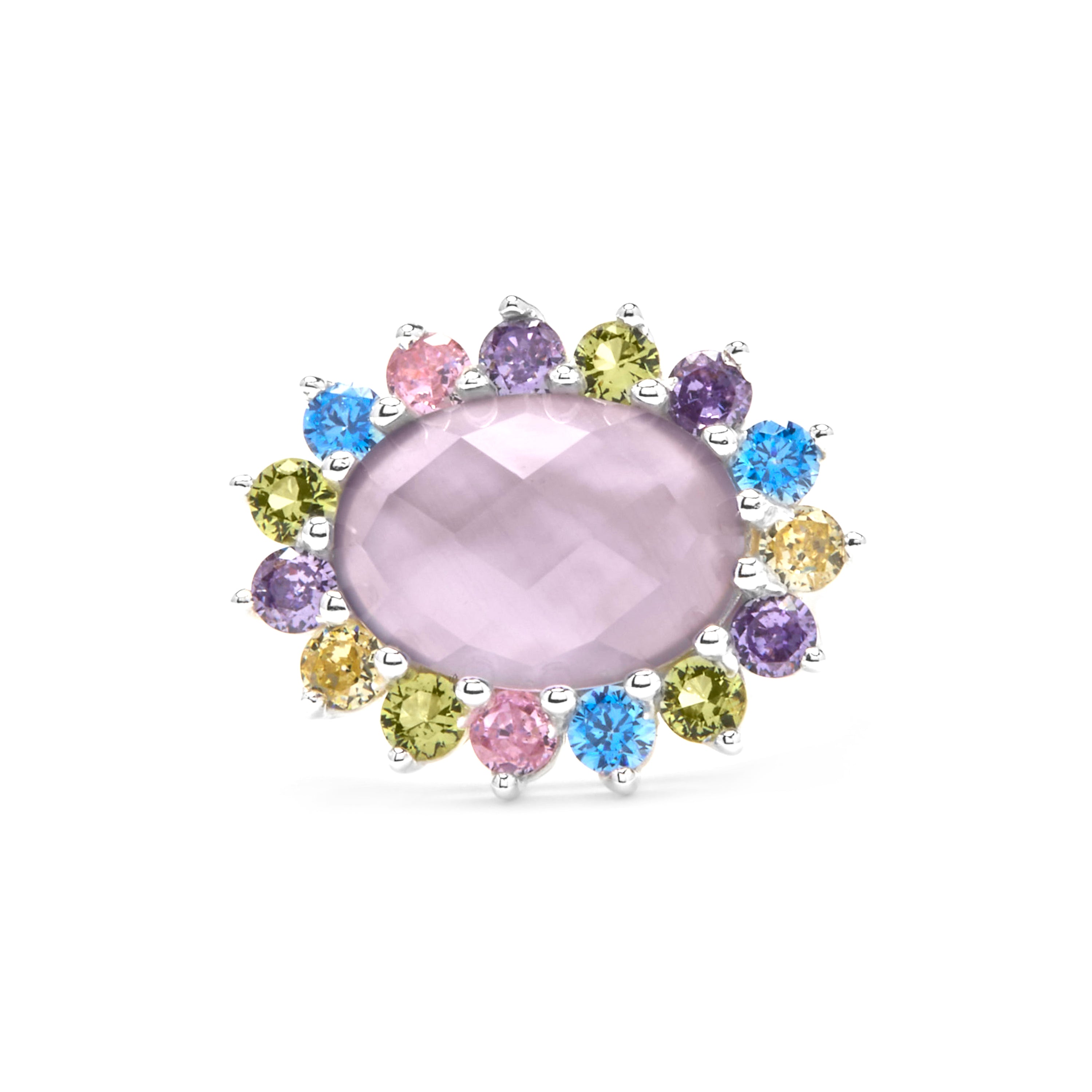 925 Sterling Silver Ring with Multicolor Cubic Zirconia Rhodium Finish - Nopsa