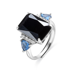 925 Sterling Silver Ring and Hydrothermal Onyx Quartz with rhodium finish - Arwu
