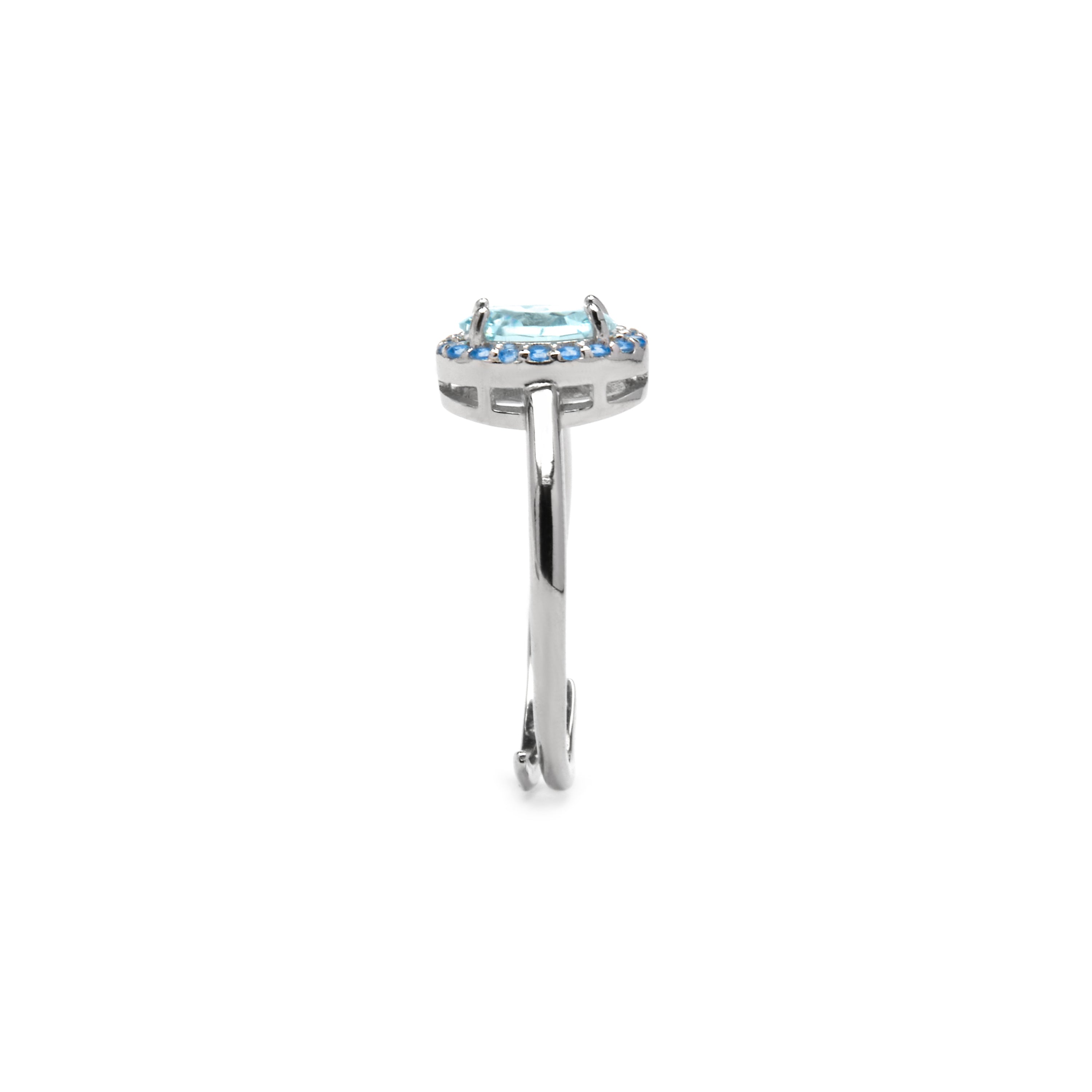 Anillo de Plata de Ley 925 y Circonita Aguamarina acabado rodio - Unxo