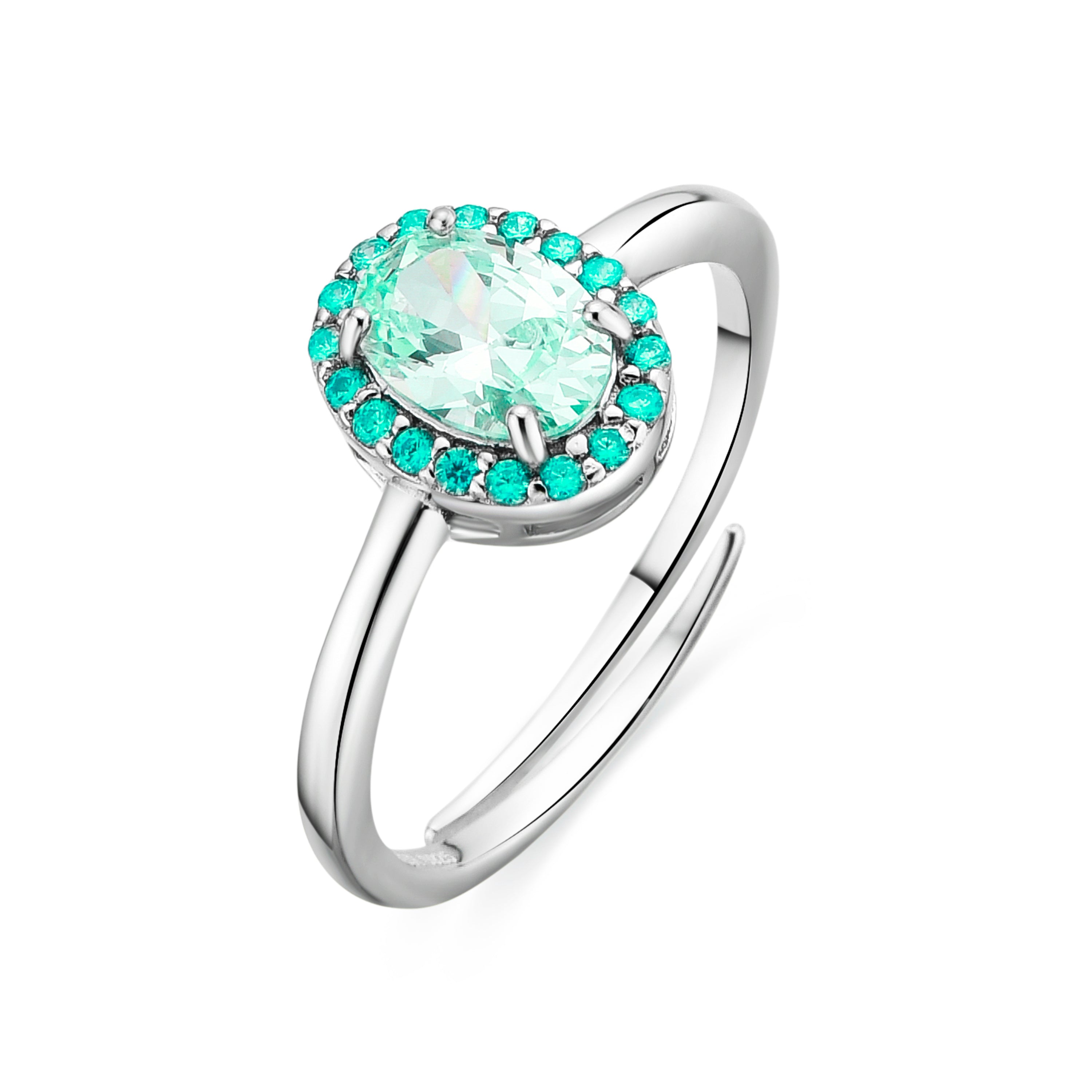 Anillo de Plata de Ley 925 y Circonita Aguamarina acabado rodio - Unxo