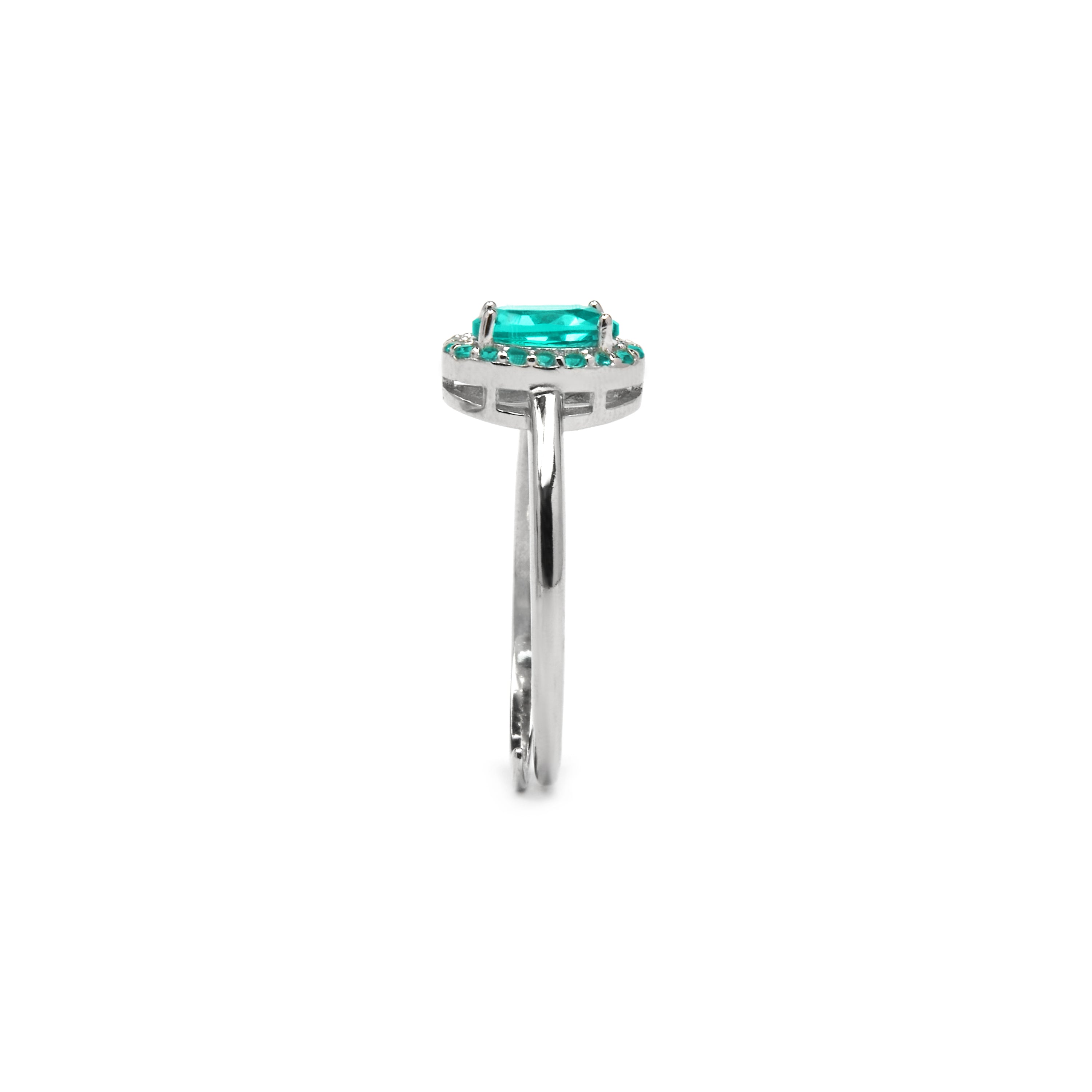 Anillo de Plata de Ley 925 y Circonita Aguamarina acabado rodio - Unxo