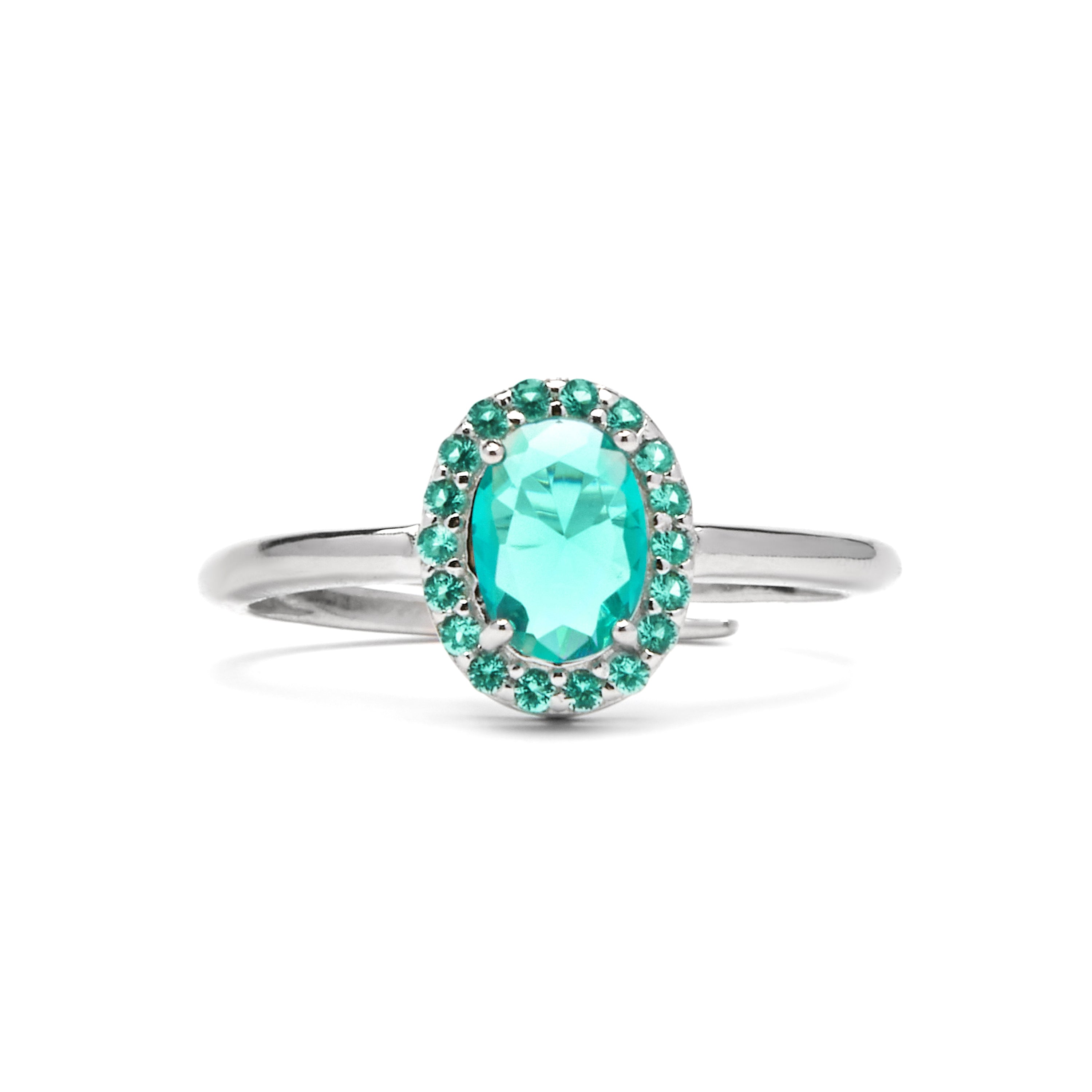 Anillo de Plata de Ley 925 y Circonita Aguamarina acabado rodio - Unxo