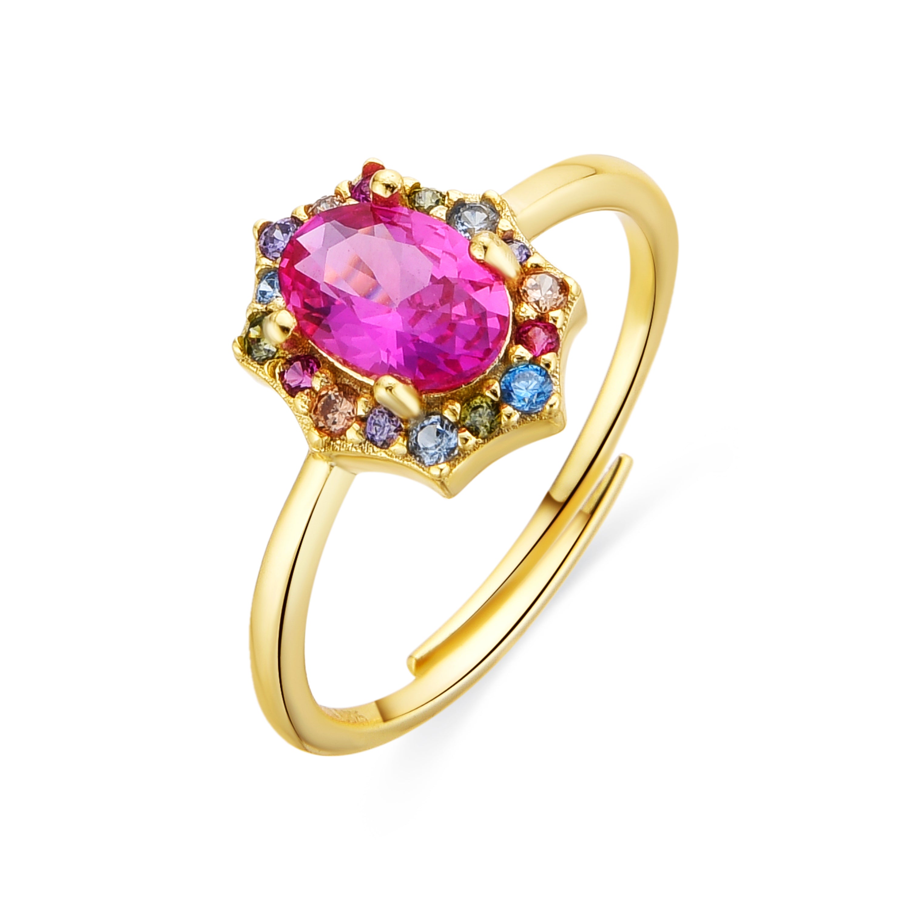 Anello in Argento 925 e Zirconia Rubino con finitura in oro giallo 18k - Mezay