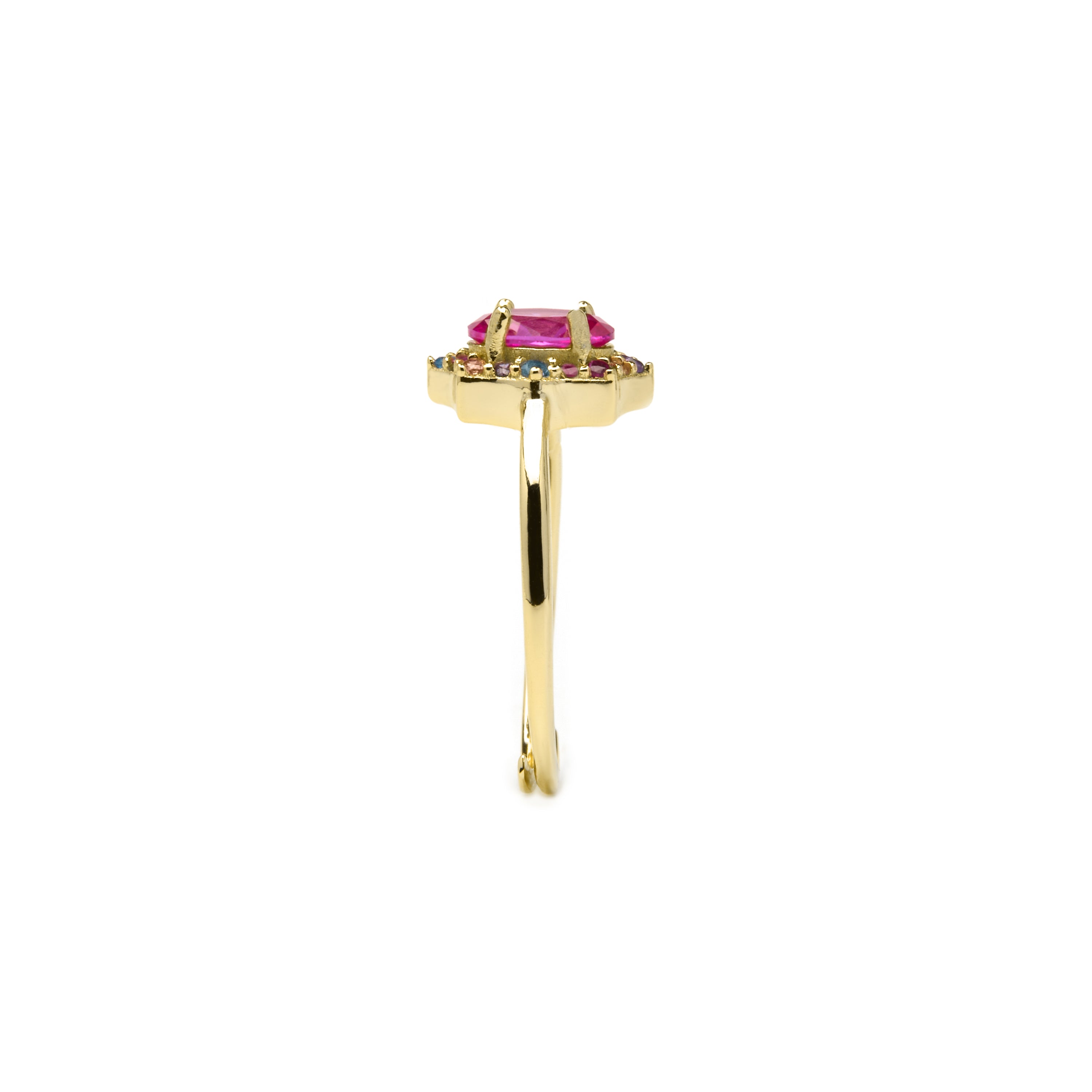 Anillo de Plata de Ley 925 y Circonita Rubí acabado oro amarillo de 18k - Mezay