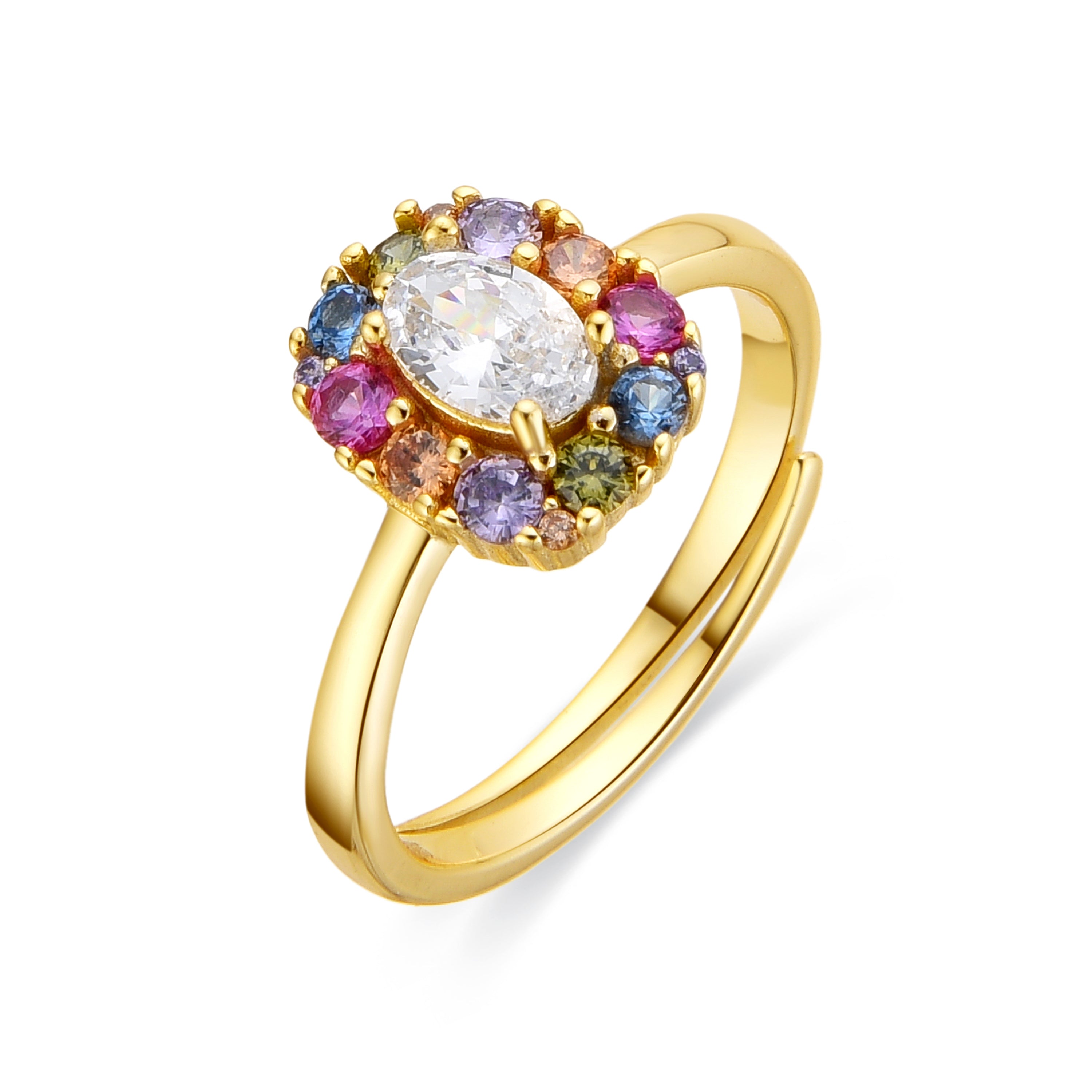 Anillo de Plata de Ley 925 y Circonita Rubí acabado oro amarillo de 18k - Mezay