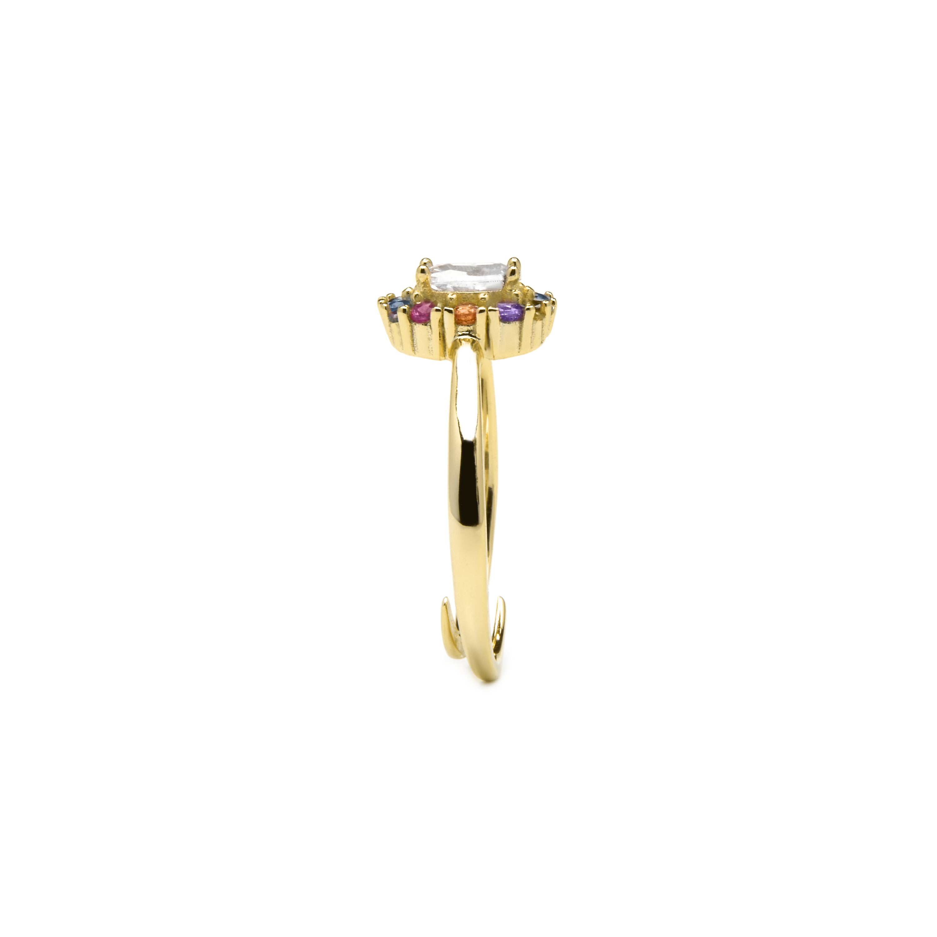 Anillo de Plata de Ley 925 y Circonita Multicolor acabado oro amarillo de 18k - Mezay