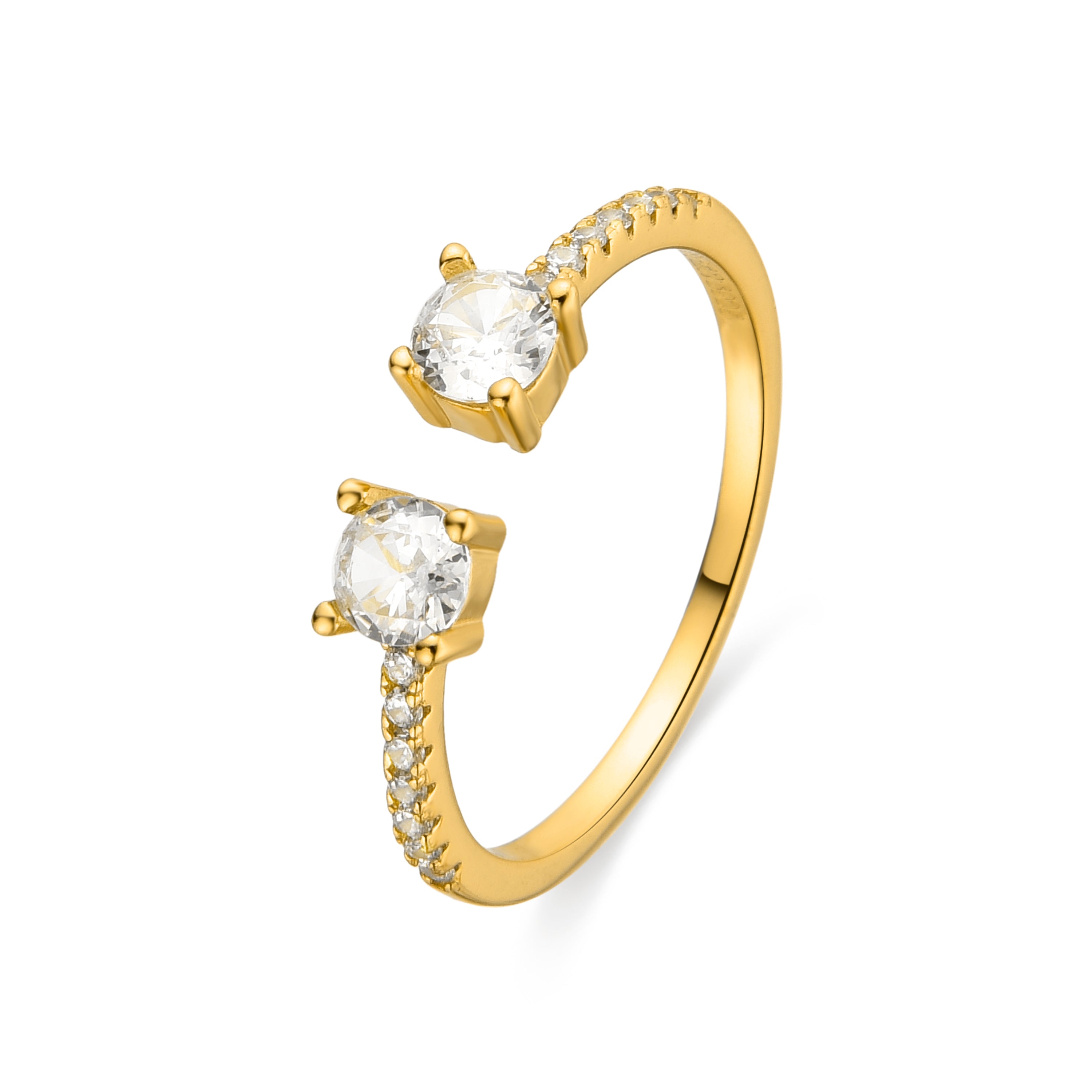 Bague en argent sterling 925 et zircon brillant finition en or jaune 18K - Kaio