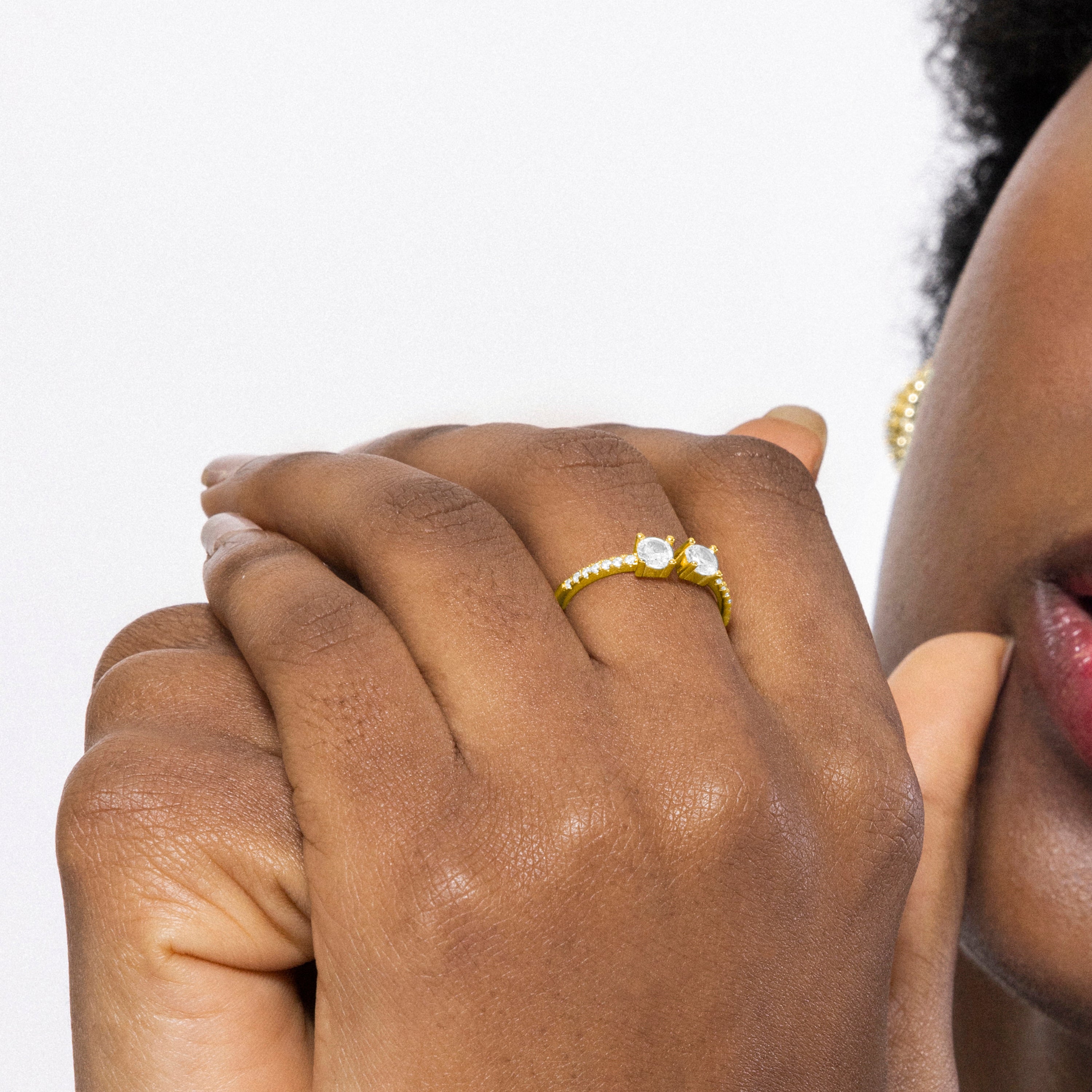 Bague en argent sterling 925 et zircon brillant finition en or jaune 18K - Kaio