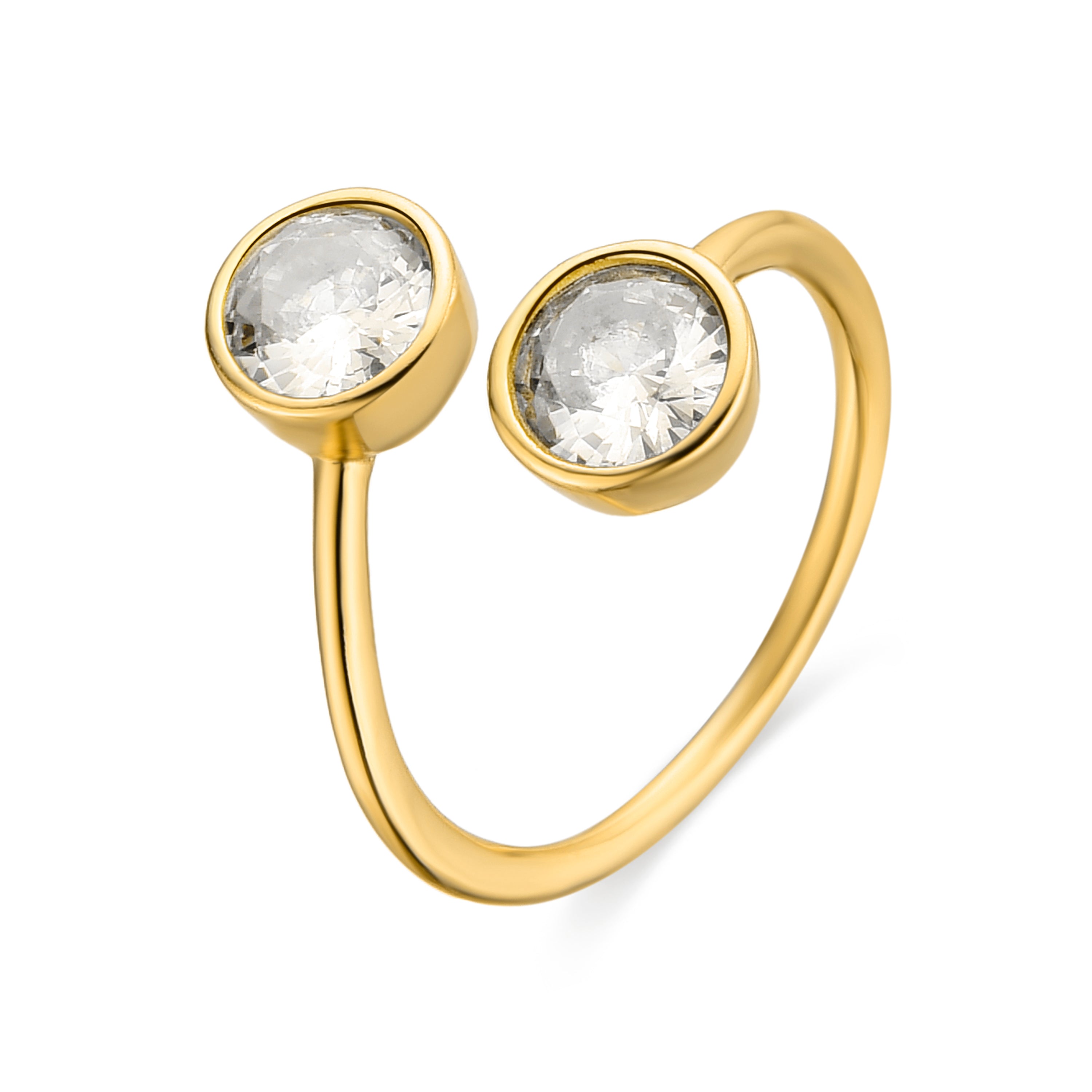 Anillo de Plata de Ley 925 y Circonita Brillante acabado en oro amarillo 18K - Abne