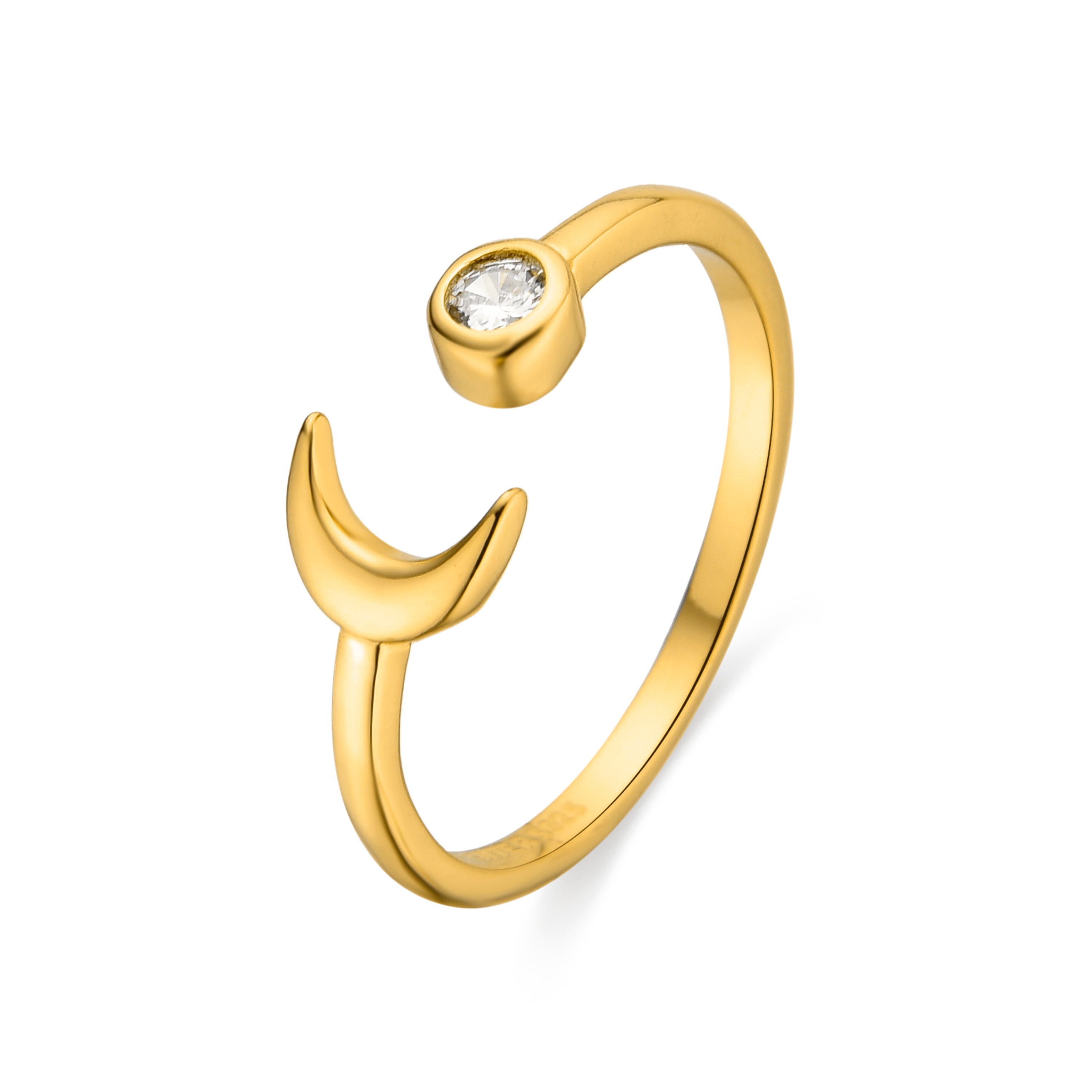925er Sterlingsilberring mit glänzendem Zirkonia, vergoldet mit 18K Gelbgold - Takku